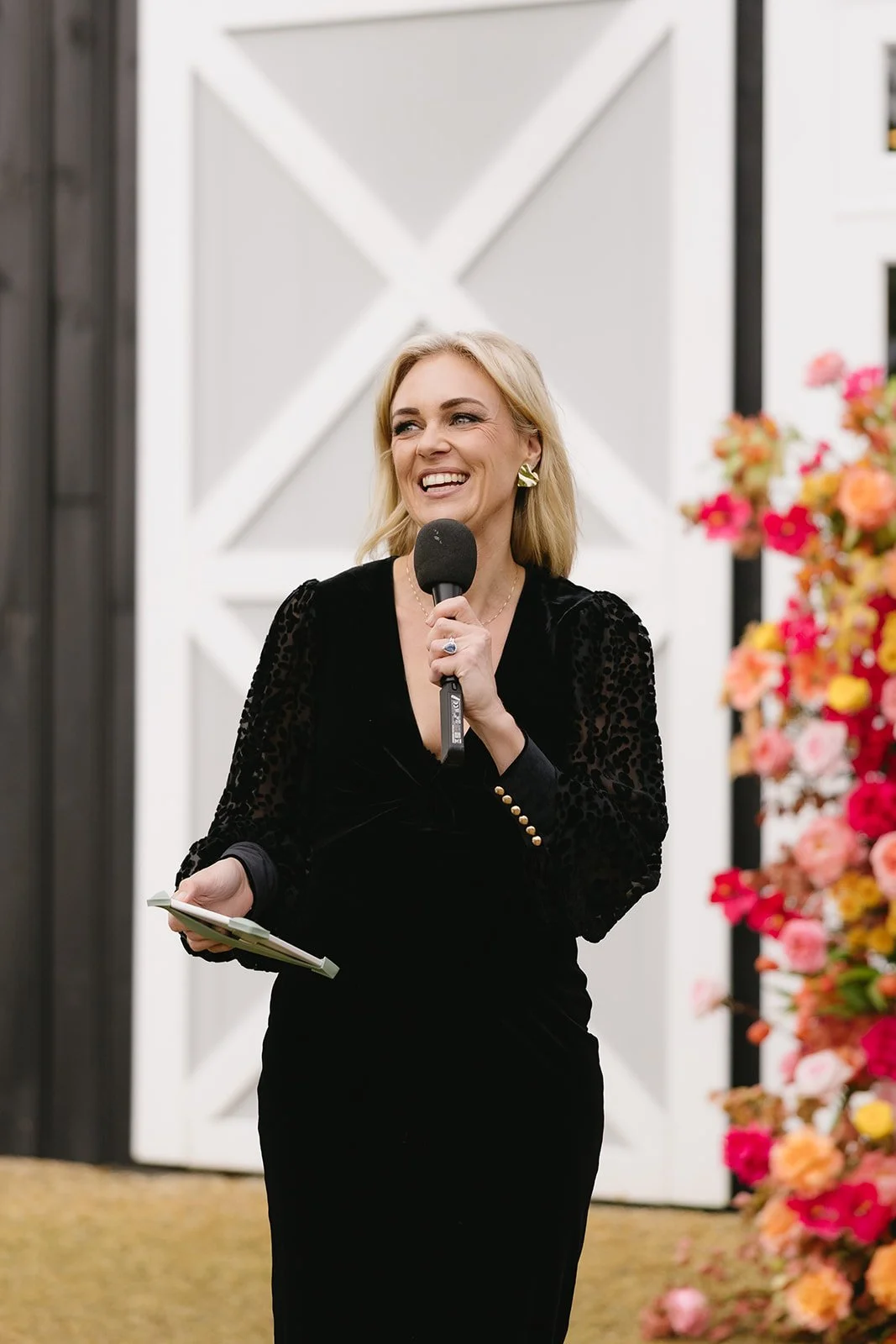 Bec Page, 2025 Central Coast Celebrant and MC of the Year, marrying a couple