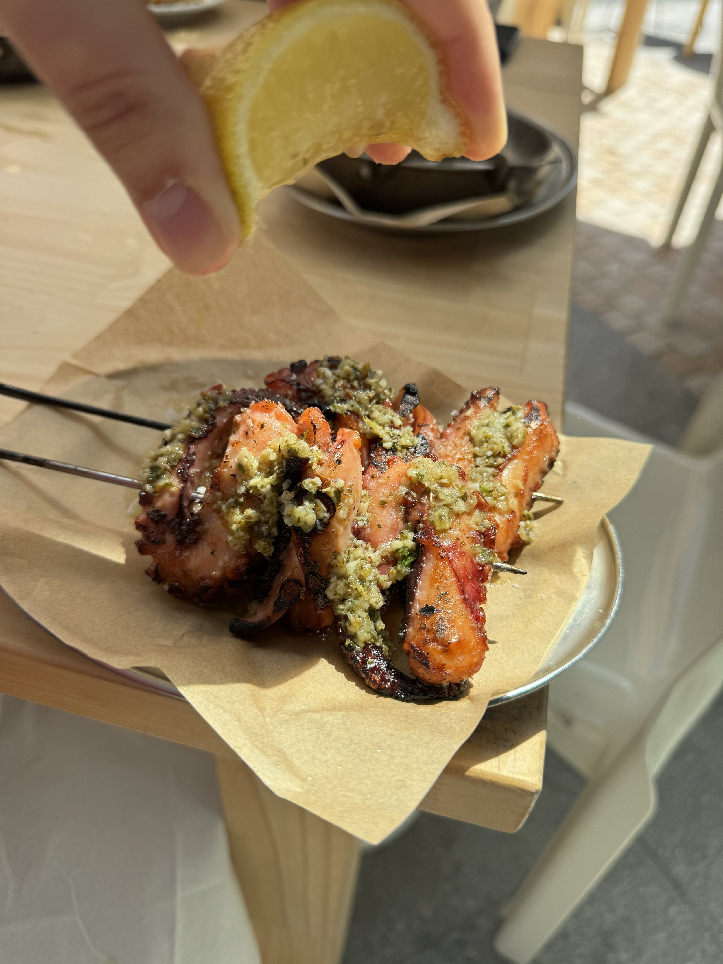 Octopus souvlaki, Homer, Cronulla, Sydney Souvlakination Guide to Greek food in Sydney Sydney's best Greek restaurants where to eat Greek food in Sydney