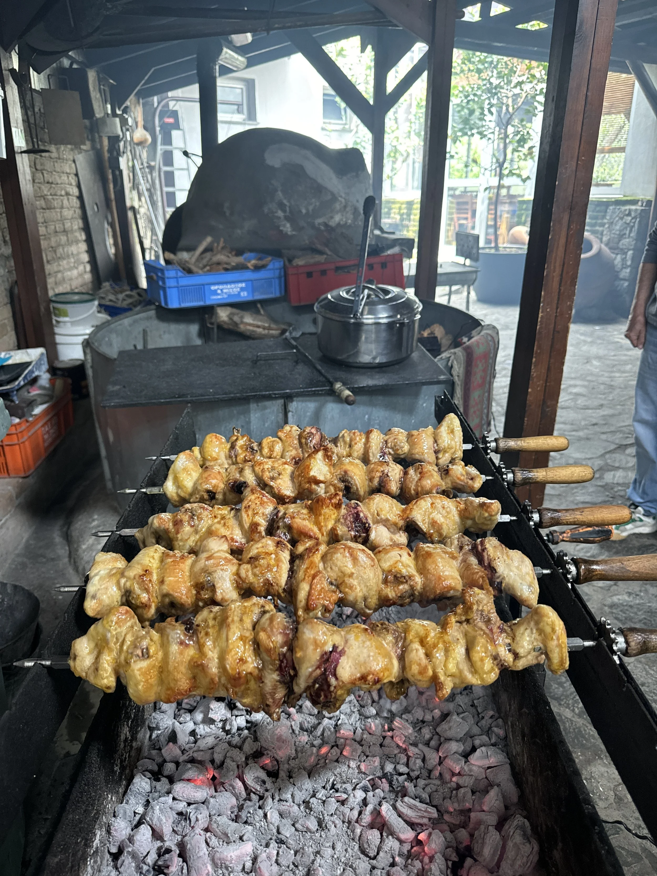 Traditional Cypriot souvla at Symposio Taverna Pelendri Cyprus traditional Cypriot taverna Souvlakination where to eat in Cyprus where to eat in Pelendri Troodos restaurants