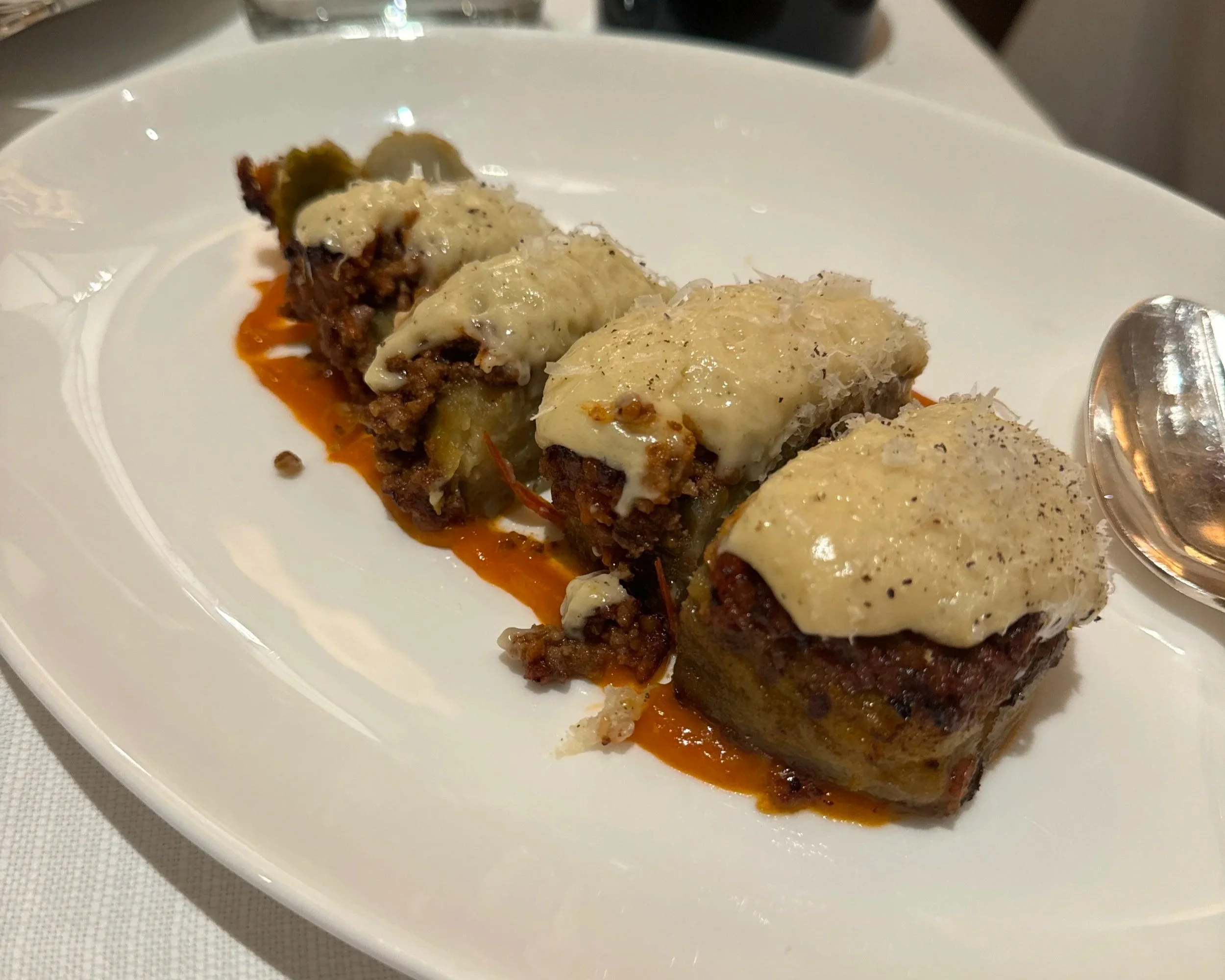 Gaia Mousakas or Papoutsaki Souvlakination Gaia Mayfair Review Greek restaurants in London Greek food blog.jpg