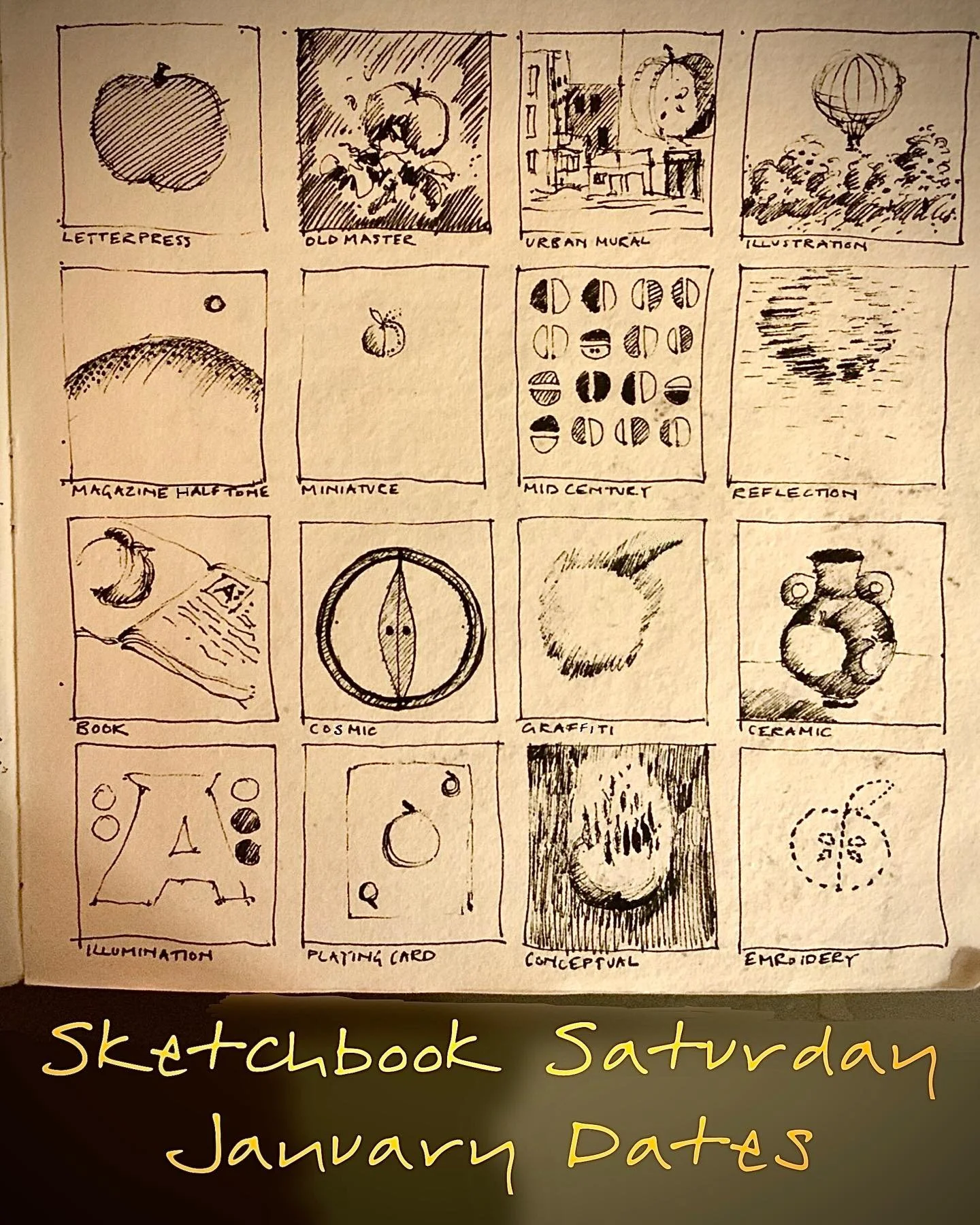 Hello 🔶 JANUARY
Sketchbook Saturday dates :

🔸Saturday 17th
Observational drawing with twists 🎰

🔸Saturday 31st
Artist book inspiration 📚 

10 am - 12 noon
Link in bio for details and to book a spot&hellip;

Often find myself drawing apples at t