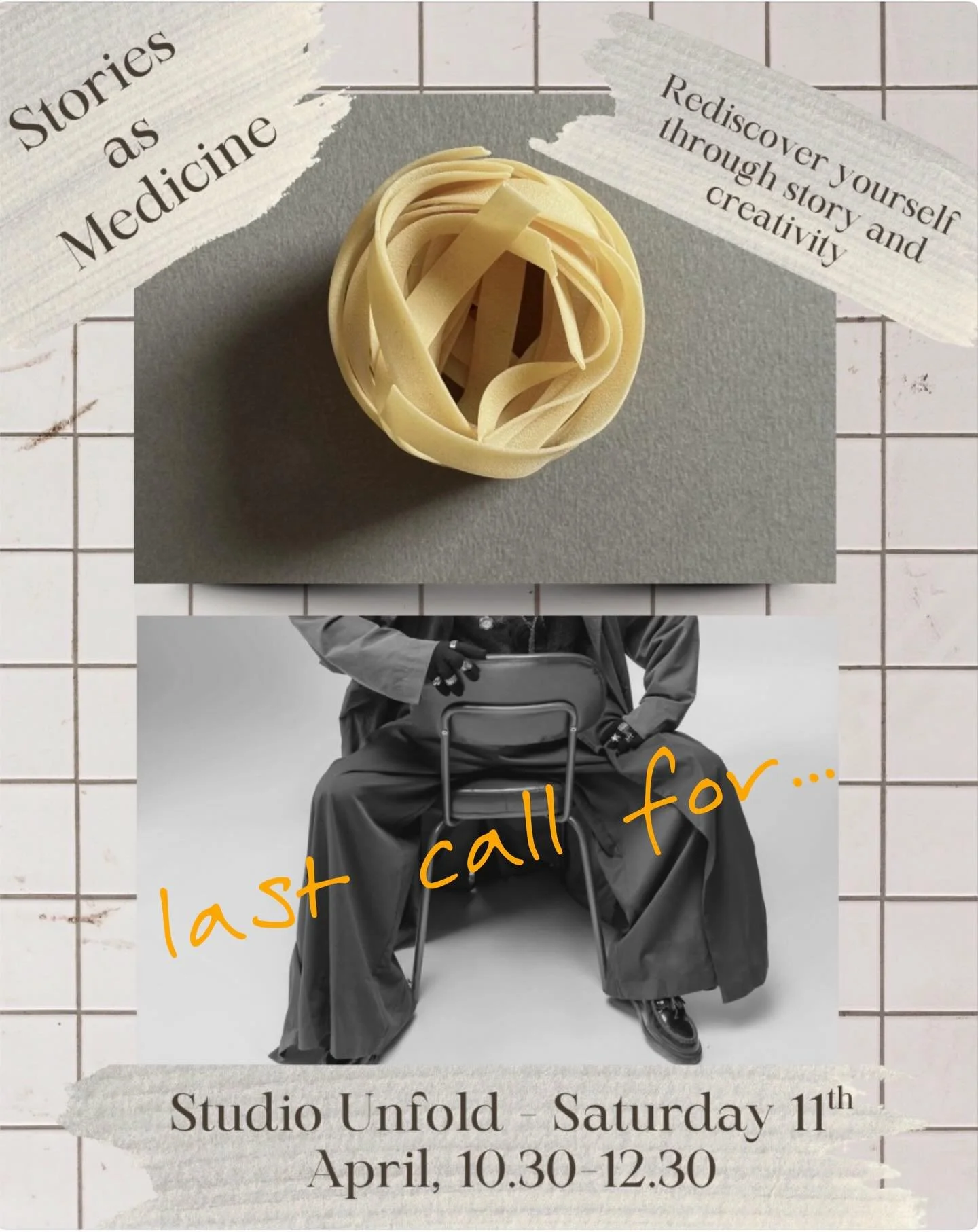 Last call for Stories as Medicine - tomorrow Saturday 11th April 10.30 am - 12.30 pm
Join Clare from @journeytoreconnect at @_studio_unfold for a morning of exploration, self-discovery and hands-on introduction to the power of storytelling.
We&rsquo;