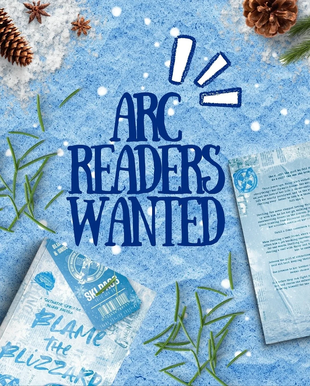 ✨ ARC Readers Wanted! ✨
I&rsquo;m looking for early reviewers for Blame the Blizzard, my upcoming small town snowboard romance! If you love forced proximity, second chances, and SPICE then this one&rsquo;s for you.

Apply through the link in my bio! 