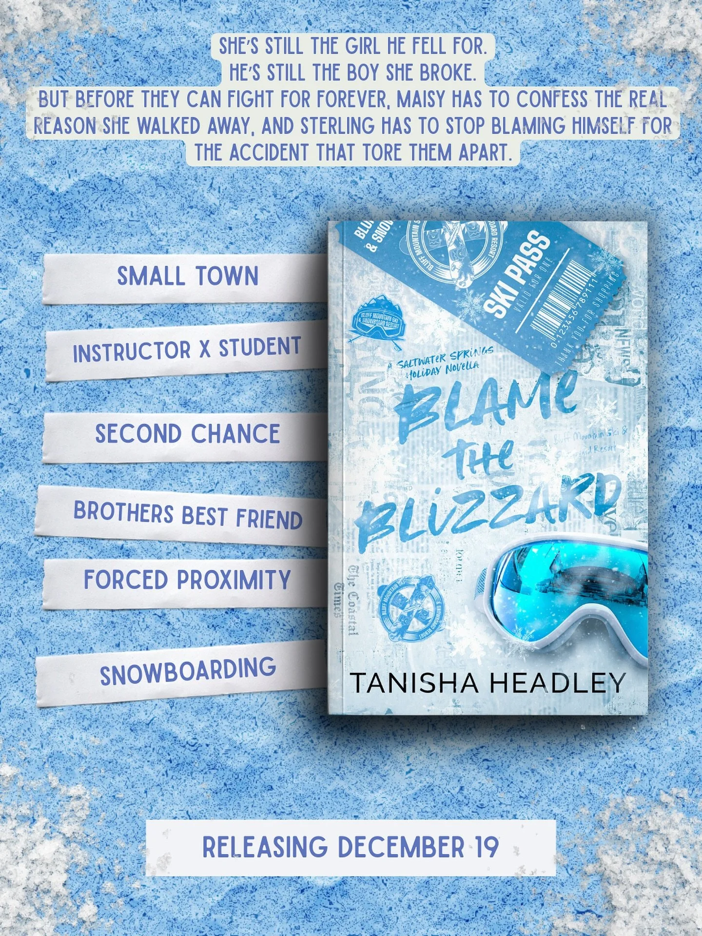 📖 Blame the Blizzard by Tanisha Headley || Available for preorder now ❄️
&bull;
Interested in ARC reading? Fill out the interest form in my bio before applications close this Friday (Nov 21) 🩵
&bull;
#snowboardingromance #wintertbr #holidayromanceb