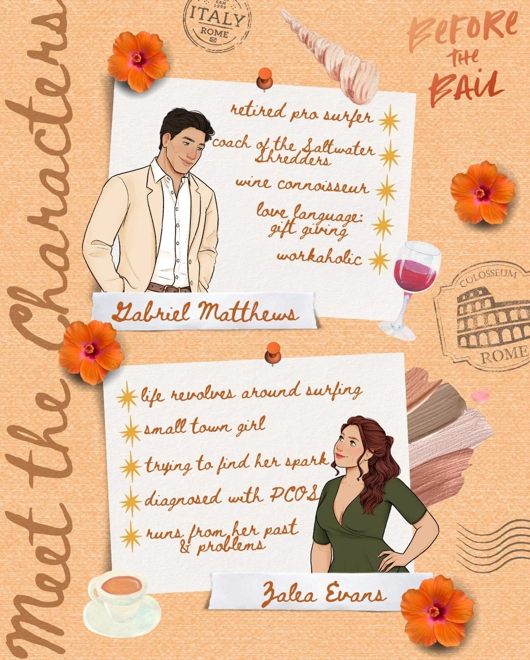 Meet the two MC&rsquo;s of Before the Bail, Gabriel &amp; Zalea 🧡 
&bull;
Before the Bail releases March 10th and you can pre-order a signed copy on my website (link in bio)! 
&bull;
Character art by @chelseakemp_art 
&bull;
#smalltownromance #saltw