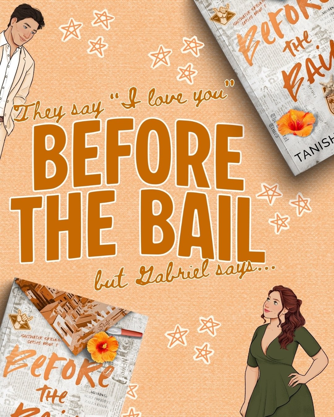 Before the Bail by @authortanishaheadley 🧡 Releasing March 10th! 
&bull;
🧡 Friends to strangers to lovers 
🧡 PCOS rep
🧡 Marriage pact
🧡 Scarred FMC / Tortured MMC
🧡 Spiciest Spice
🧡 He spoils her
🧡 Art school in Italy
&bull;
#surfromance #spo