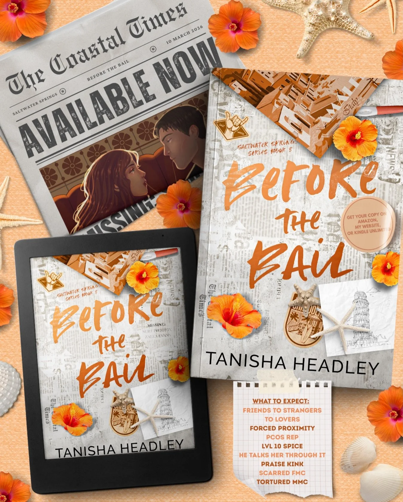 IT&rsquo;S RELEASE DAY 🧡🎉
&bull;
&bull;
Before the Bail is book 3 in the Saltwater Springs series, and it follows Gabriel (Coach Matthews) &amp; Zalea 🧡 
&bull;
&bull;
Now available to purchase on Amazon &amp; my website, &amp; read on Kindle Unli