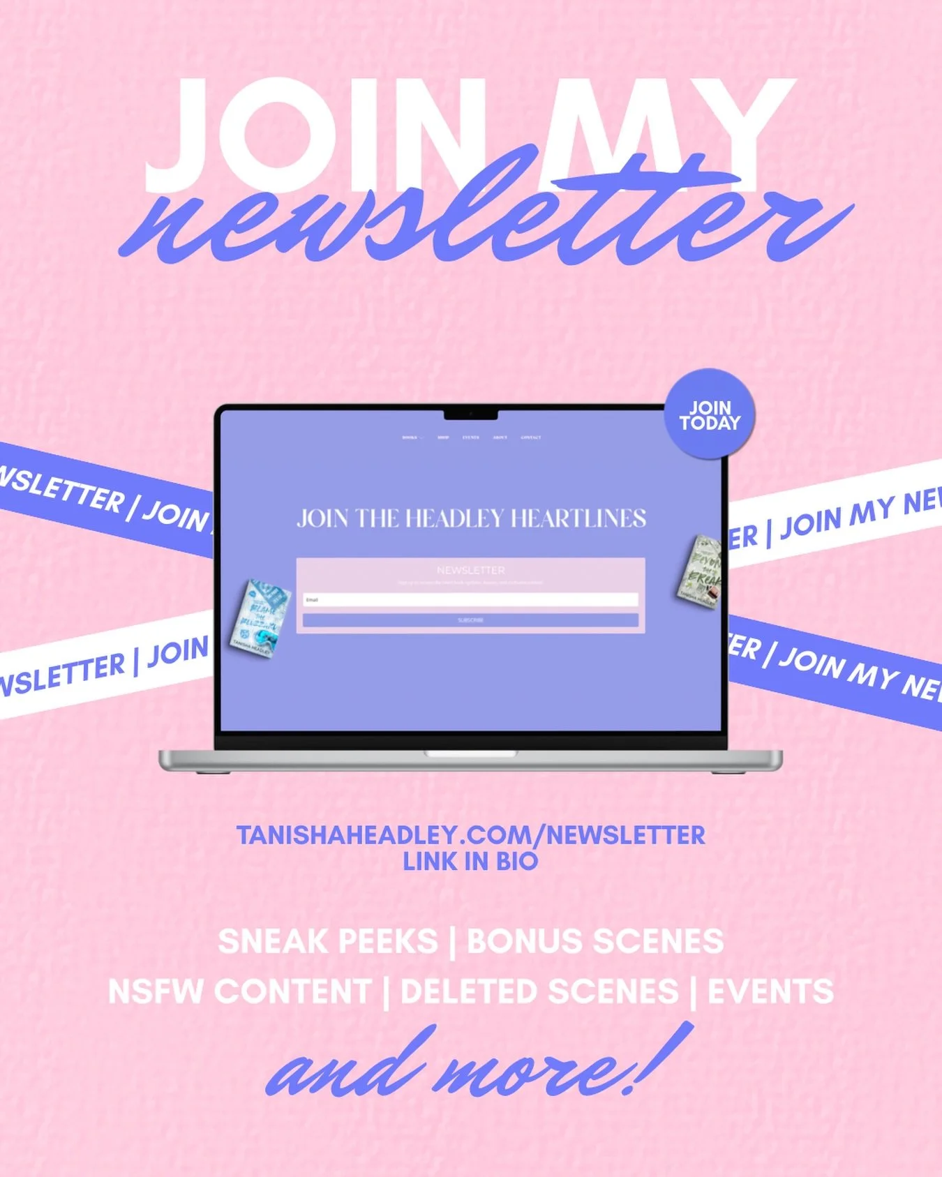 If you&rsquo;re not subscribed to my newsletter yet&hellip;WHAT ARE YOU DOING!? 🤭 I&rsquo;ll be sharing a ton of sneak peeks of my current WIP over there, along with bonus + deleted scenes you haven&rsquo;t read anywhere yet!! 
&bull;
Ready to join?