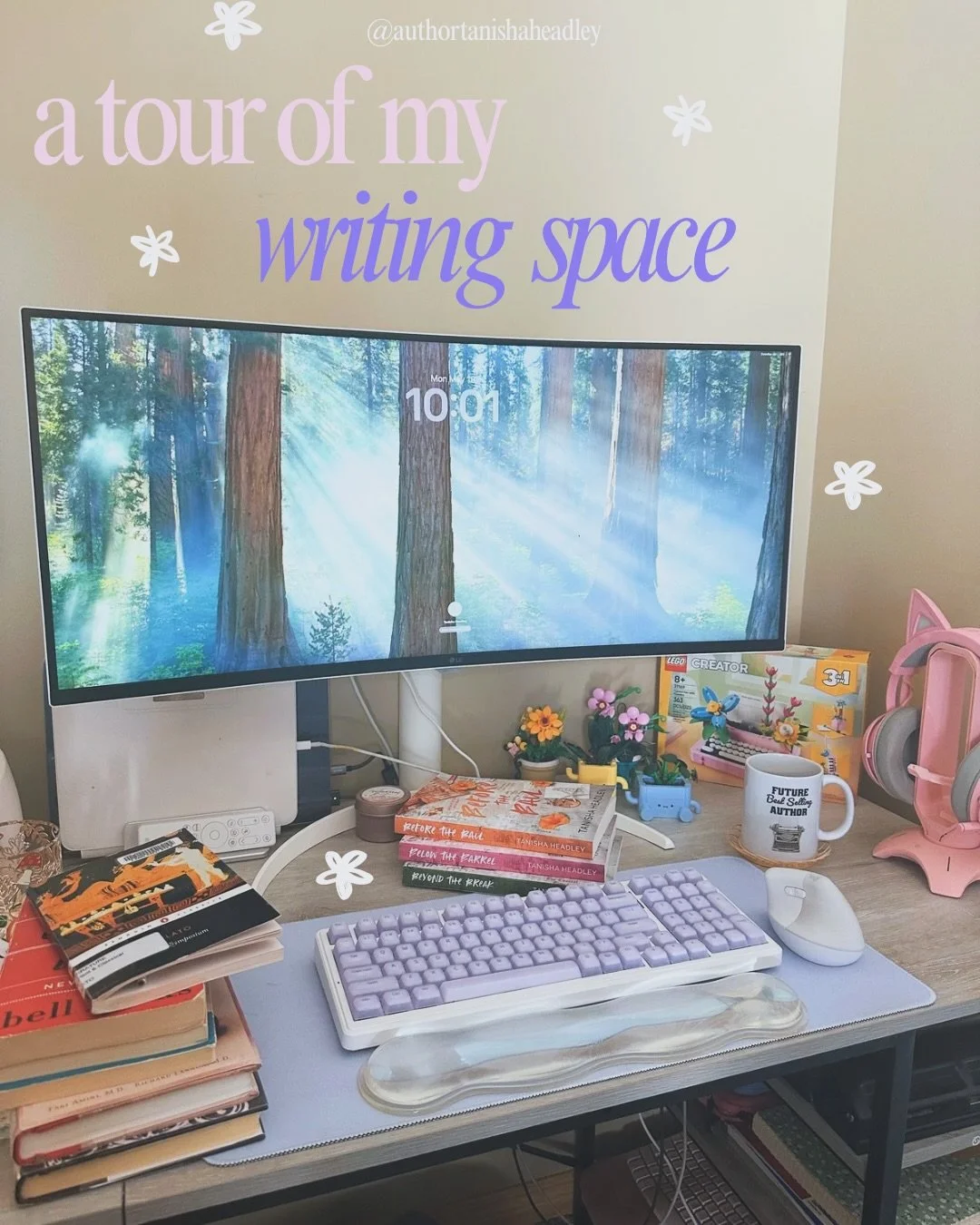 Here&rsquo;s a glimpse of where the magic happens 🫧 also usually keep my blue light glasses somewhere here too hehe! 

I still want to put up a cork board up and add a lamp somewhere here but for now this is it. Stay tuned for more behind the scenes