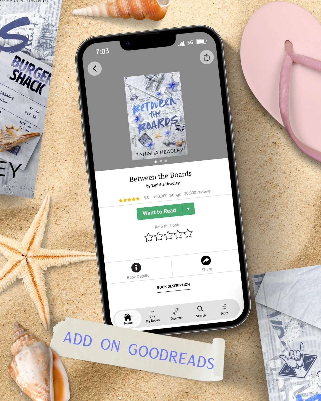 Have you added Between the Boards to your @goodreads tbr yet? 🪼
&bull; 
#goodreadschallenge #goodreadstbr #surfromance #sportsromance #summerread | summer romance | summer tbr | surf romance | small coastal town | fake dating | friends to lovers tro