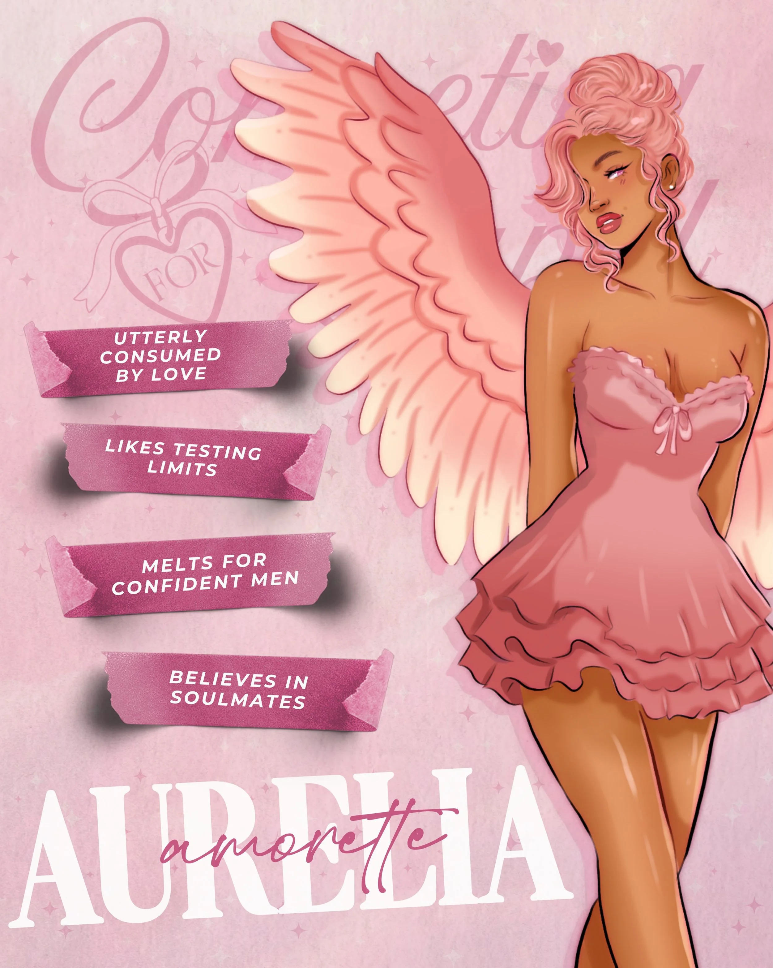 Meet the FMC of Competing for Cupid 💘 Aurelia Amorette 
&bull;
🏹PREORDER HERE: https://books2read.com/u/bPYyGr
&bull;
Interested in ARC reading? Check out the Link in bio to be an early applicant 🤫💓 or copy the URL here &mdash; https://forms.gle/