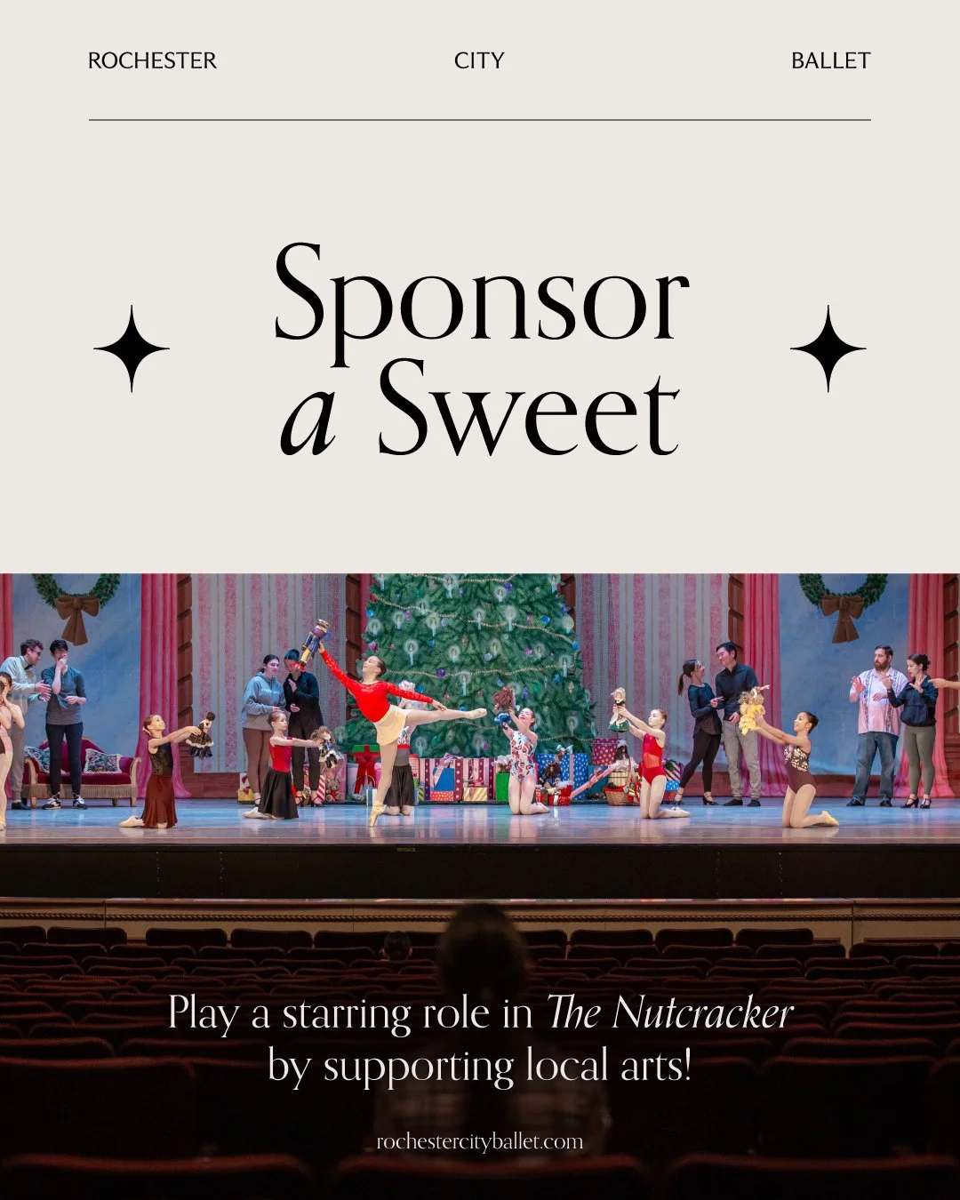 Passionate about the arts? 💃 When you sponsor a Sweet in The Nutcracker, you&rsquo;re helping community dancers spread the joy of dance to hundreds of people! 

Your support helps with costumes, sets, and the artistry that makes this holiday traditi