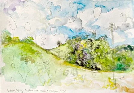 Stokers Siding Christmas Eve (2021)
Medium: Mixed media (watercolour and pencil) on paper
Size: 21cm x 29.7cm (unframed)