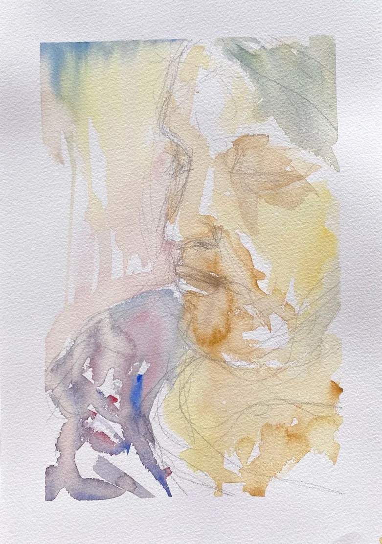 Diana Reading (2021)
Medium: watercolour and pencil on paper
Size: 10.5cm x 21cm (unframed)