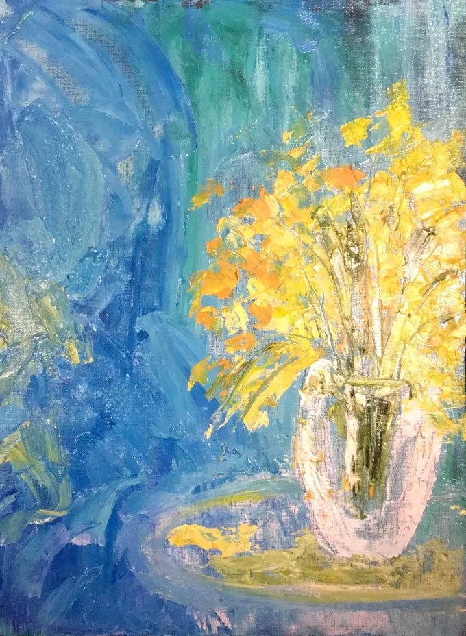 Daffodils (2016)
Medium: oil on board
Size: 42cm x 29.7cm (unframed)
