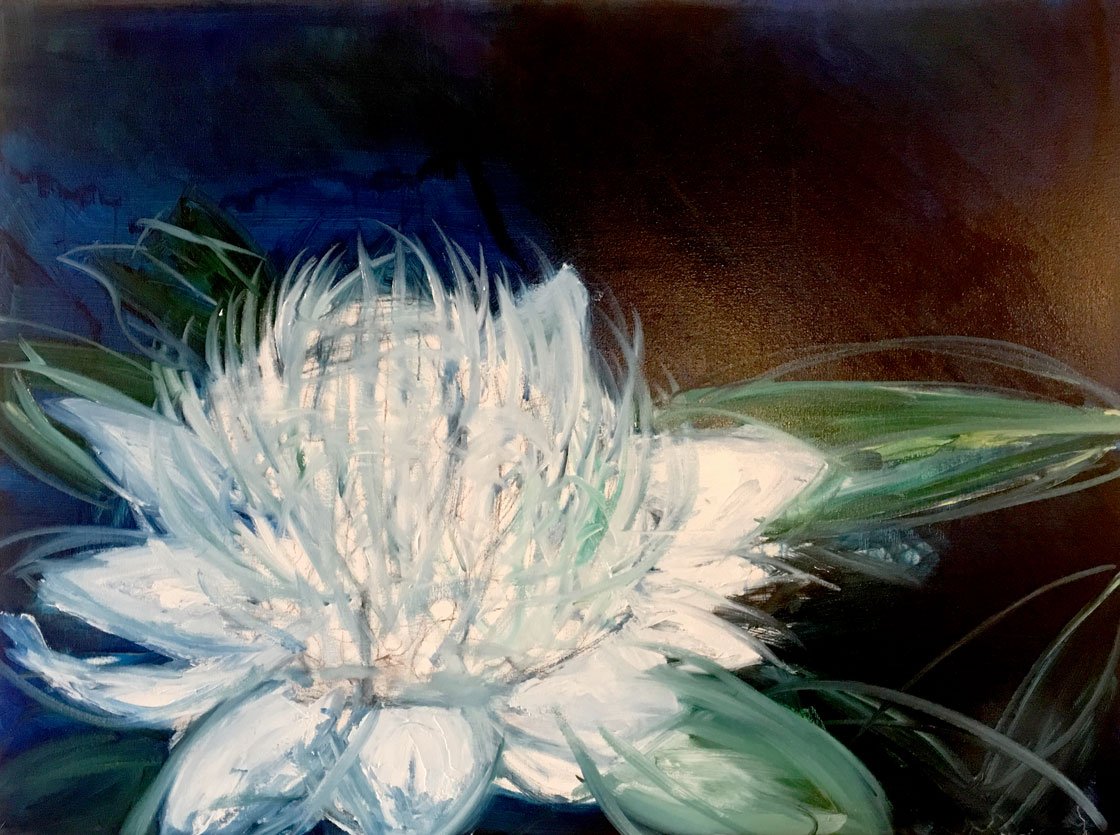 White Waratah I (2021)
Medium: oil on canvas
Size: 120cm x 90cm (unframed)