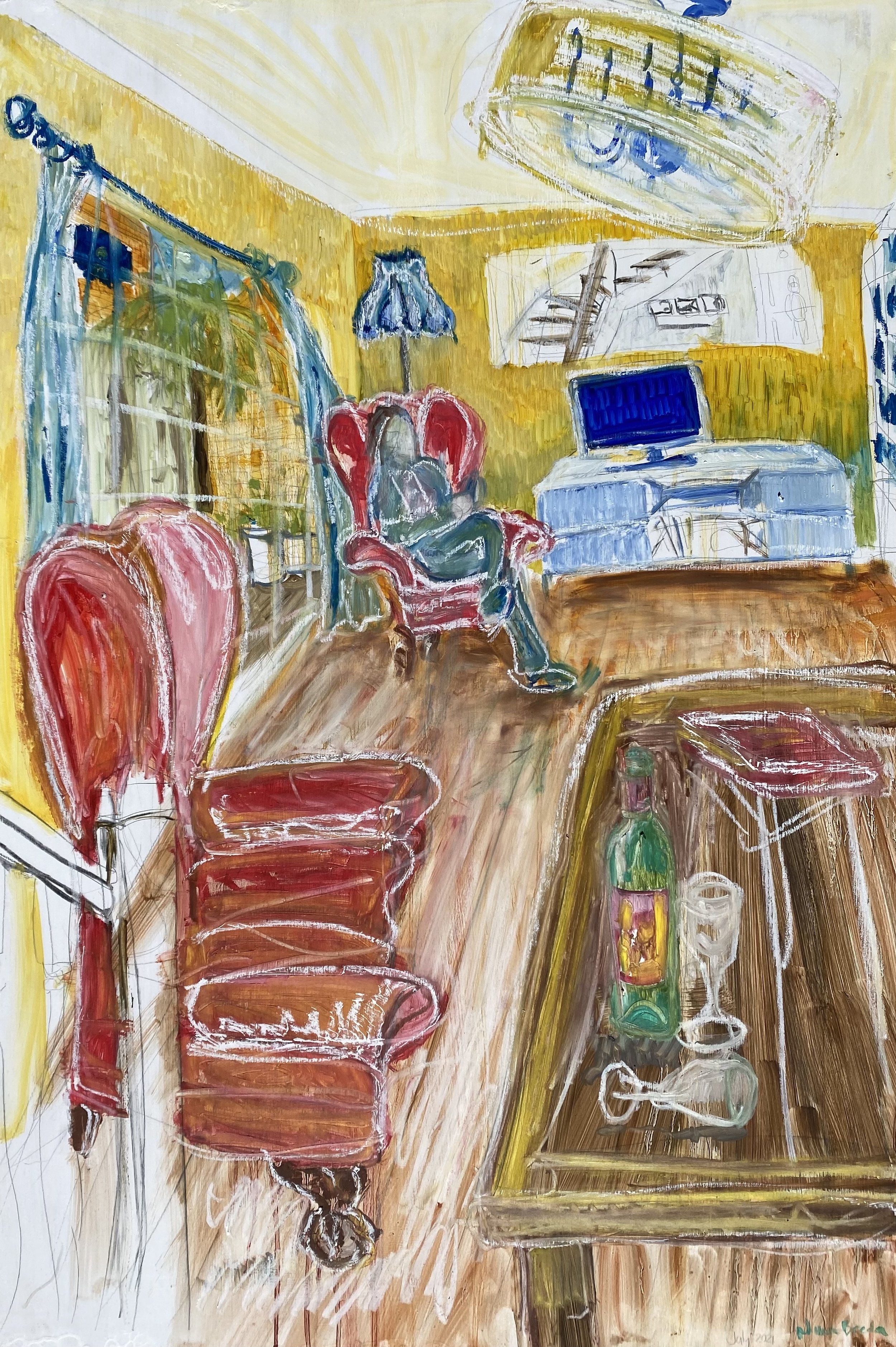 Rosa Street Interior (July 2021)
Medium: oil on board
Size: 90cm x 60cm (unframed)