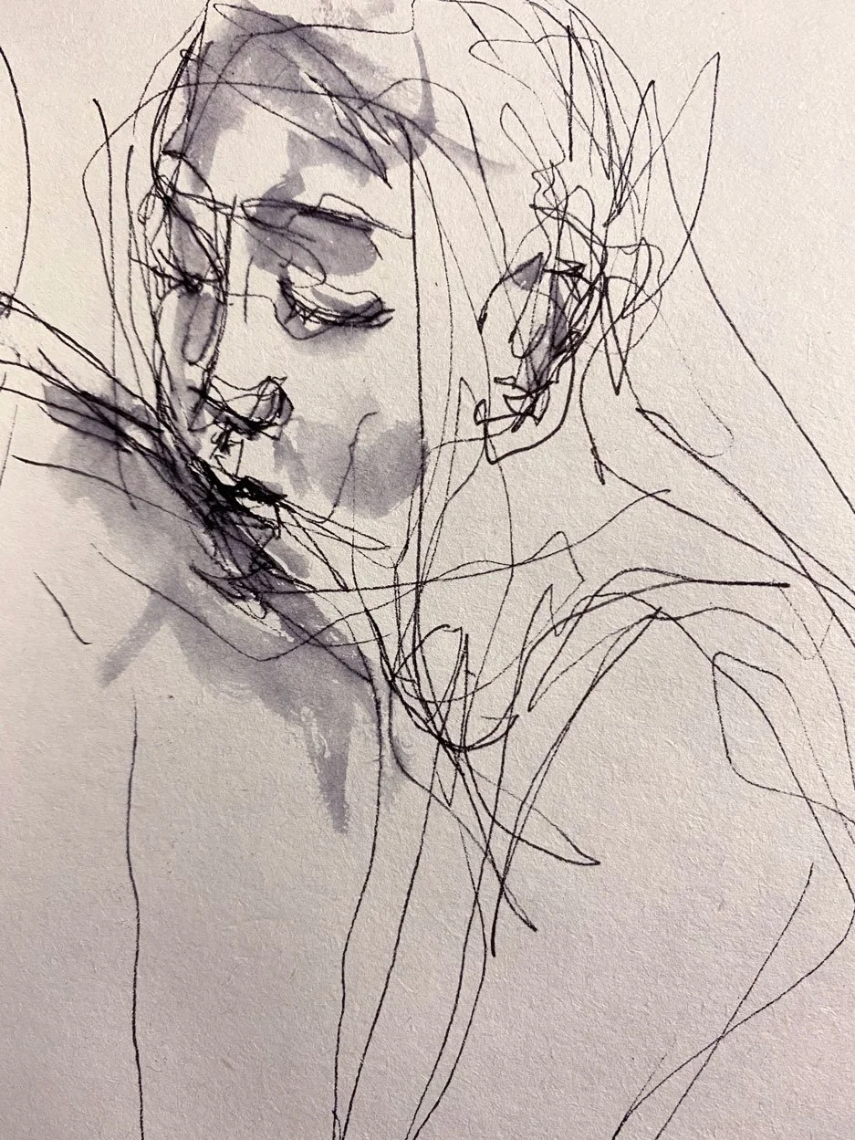 Eloise and Diana (2021)
Medium: ink on paper
Size: 10.5cm x 21cm (unframed)