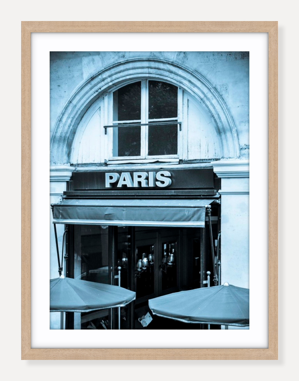 wooden frame Parisian cafe