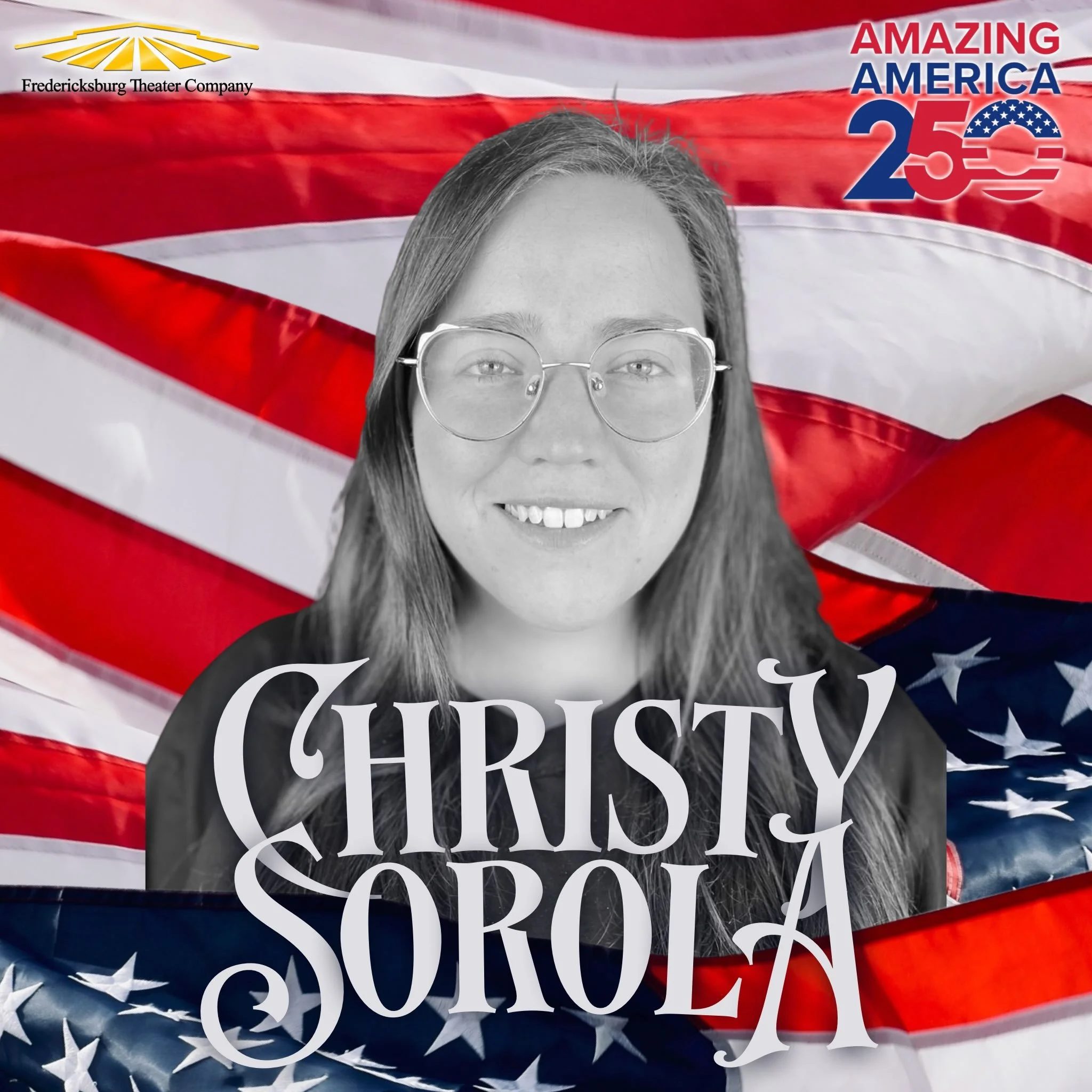 Christy Sorola is another member of the FTC family taking the stage in Amazing America 250! 🇺🇸🎶🎭
Christy has done it all at FTC- she can sing, dance, act, operate a spotlight, even work backstage! She&rsquo;s always willing to be involved, and we