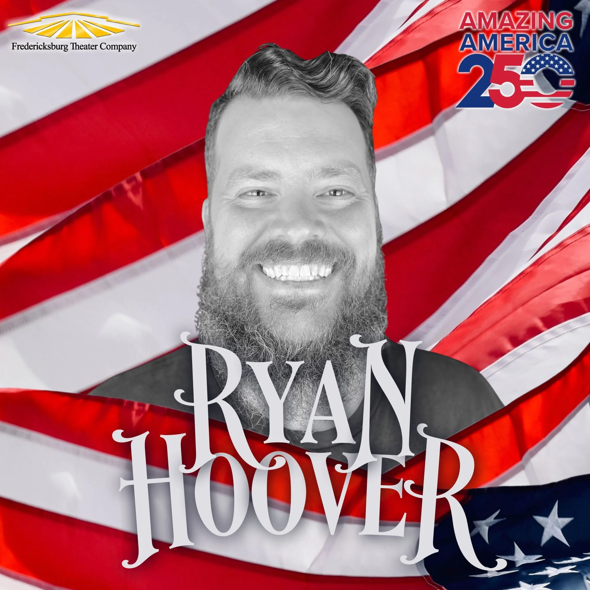 Wave a flag for Ryan Hoover, another member of the Amazing America 250 cast! 🇺🇸🎶🎭
Raised in the theater, Ryan has been no stranger to performing. He specializes in larger-than-life characters, and the founding fathers are a natural fit! Along wit