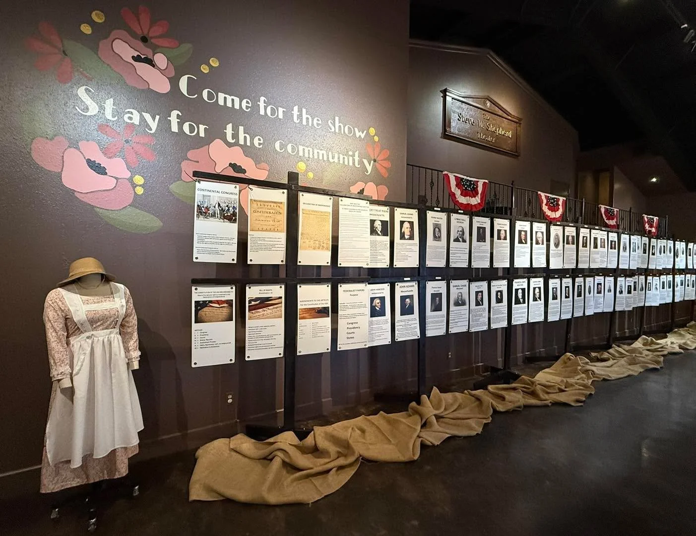 A huge thanks to our local DAR Chapter (Daughters of the American Revolution) for helping take our lobby to the next level for Amazing America 250! 🇺🇸🎭🎶
These lovely ladies were able to set up some wonderful displays that helped set the stage for