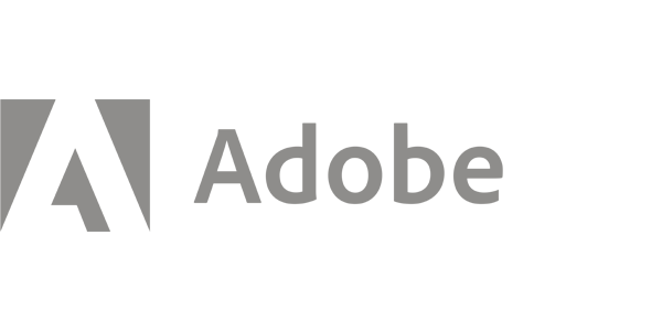 Adobe logo with stylized 'A' symbol and the word 'Adobe' in gray text.