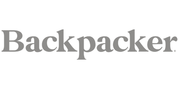 Text that reads 'Backpacker' in gray on a black background.