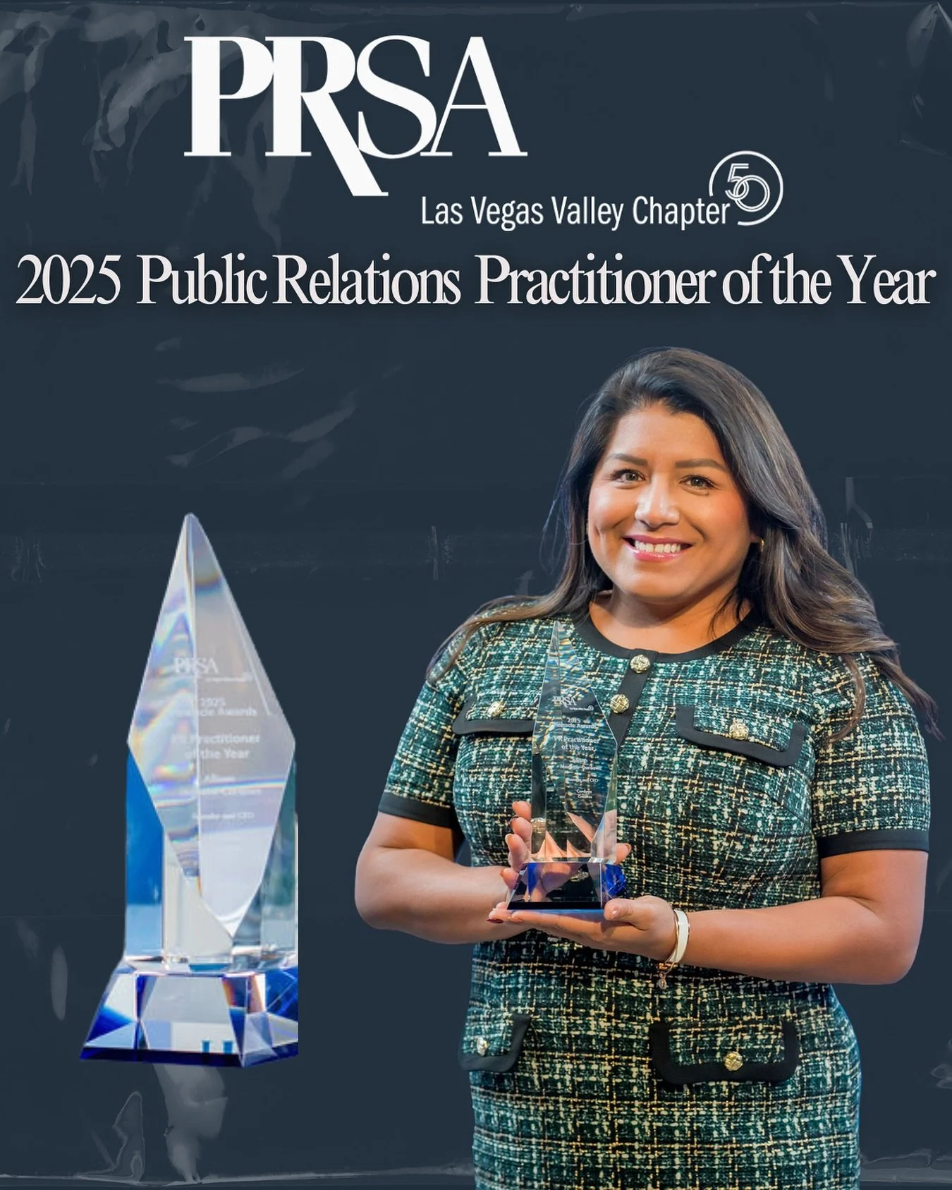 Throwback to last week! Grateful to have been recognized by @prsalasvegas as the 2025 PR Practitioner of the Year! 

This award honors communicators who embody the best of our field &mdash; connecting organizations with the people who matter most, st