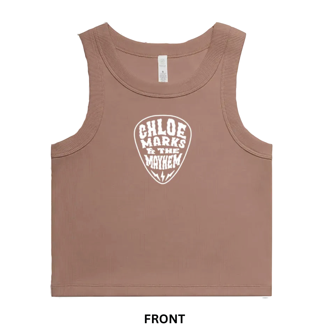 Womens Organic Rib Crop Tank - Brown