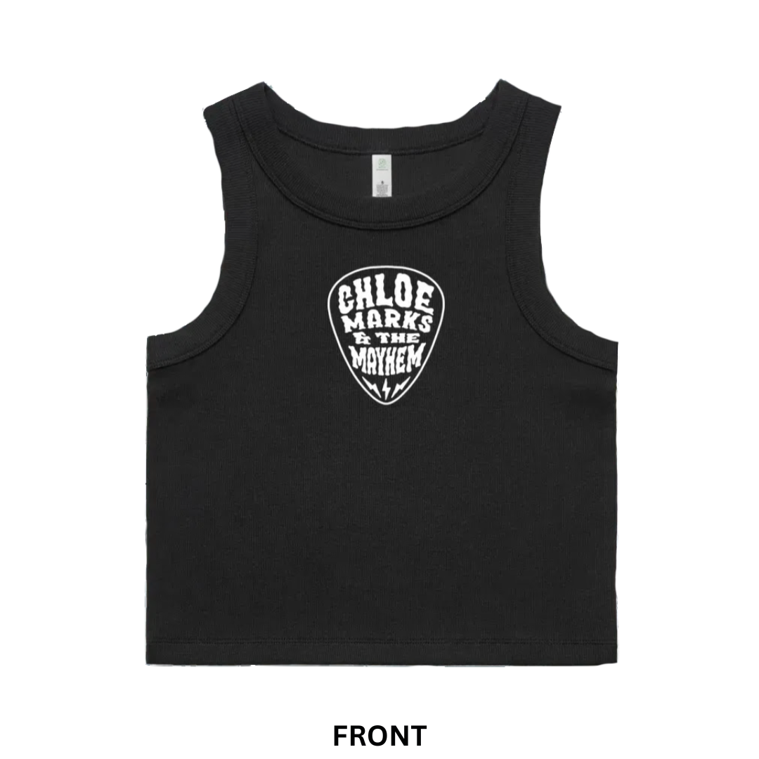 Womens Organic Rib Crop Tank - Black