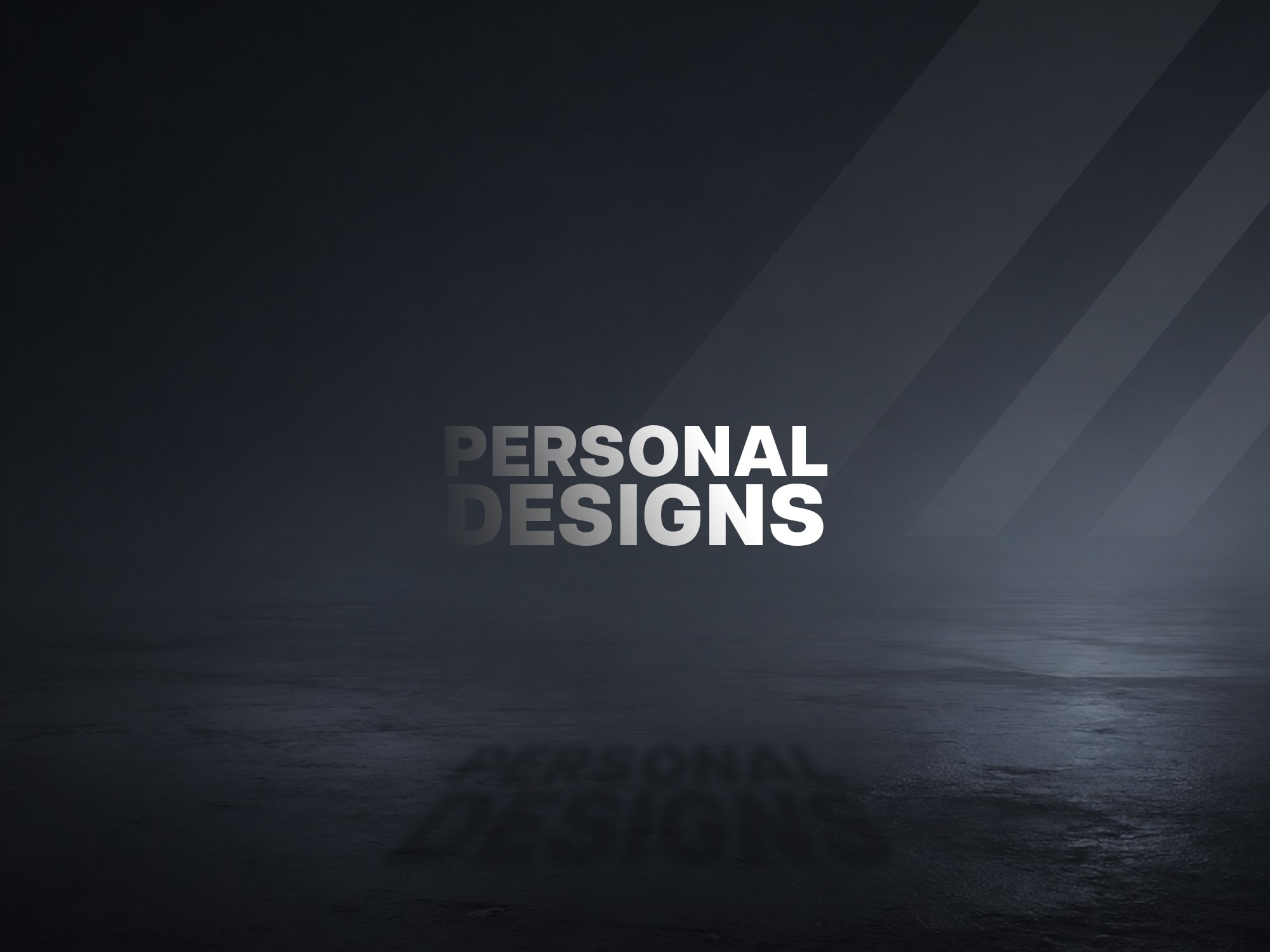 Dark ocean scene with a horizon line, small waves, and the words 'PERSONAL DESIGNS' in white text.