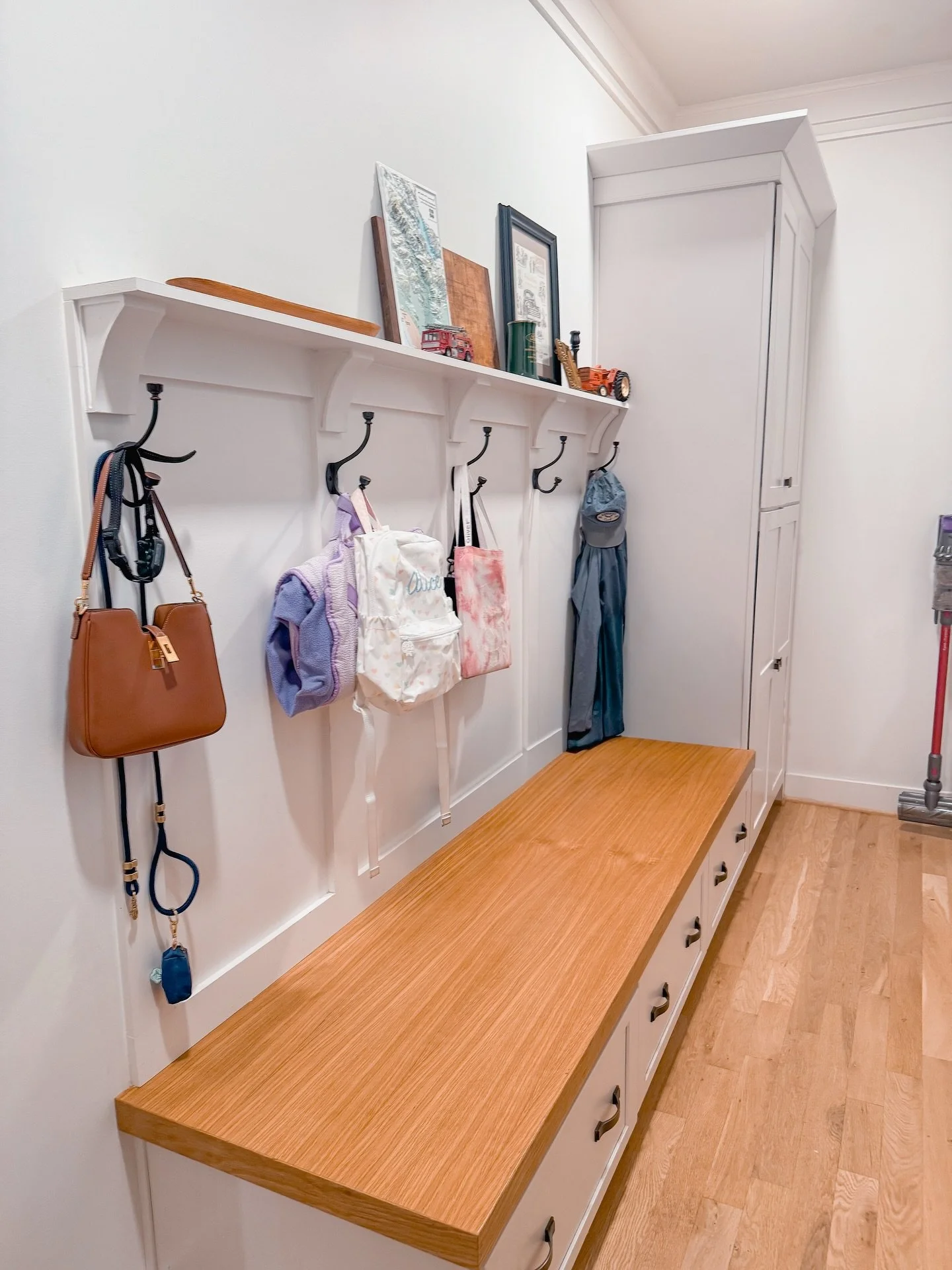 The mudroom is one of those spaces that can make or break your morning routine.
We gave this one a complete overhaul. 

Each child now has their own dedicated shoe drawer with seasonal accessories bins, a proper shoe rack in the closet for adult shoe