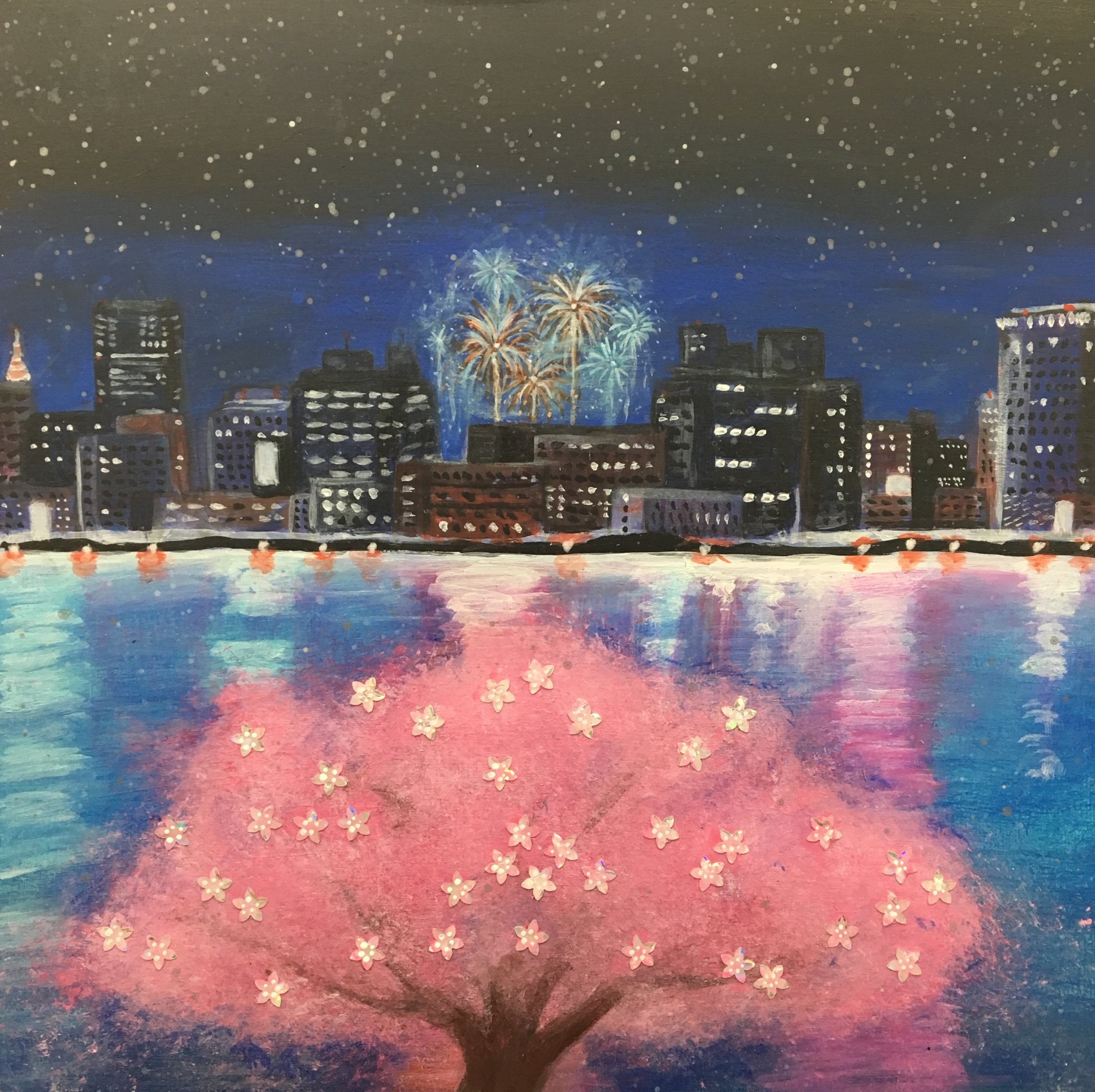 Owl City Inspired - "Tokyo" Wood Painting