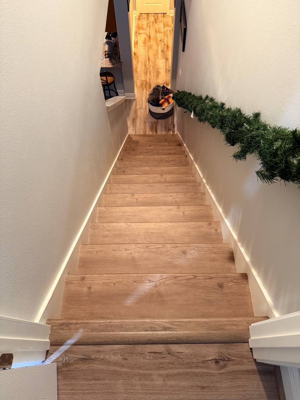 top view of wood staircase installation Punta Gorda