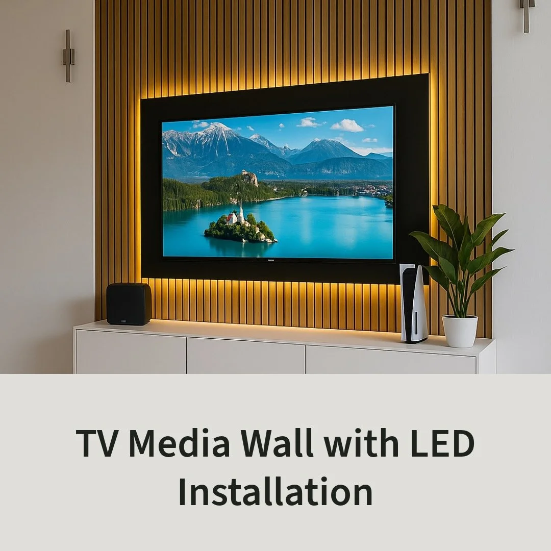 TV Media Wall with LED Lighting