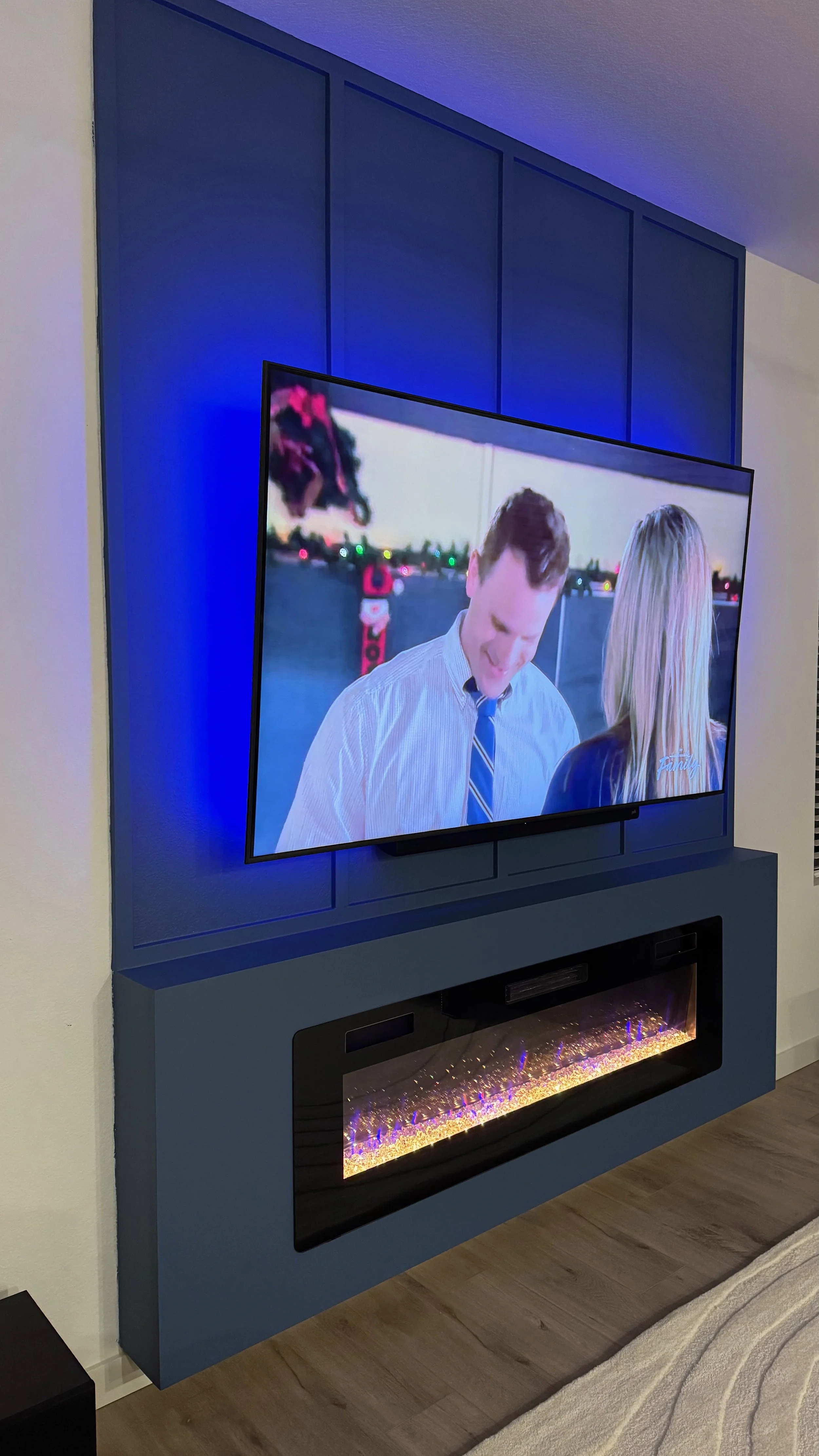 Custom Media Wall with Electric Fireplace and Accent Panel - Clearwater, FL