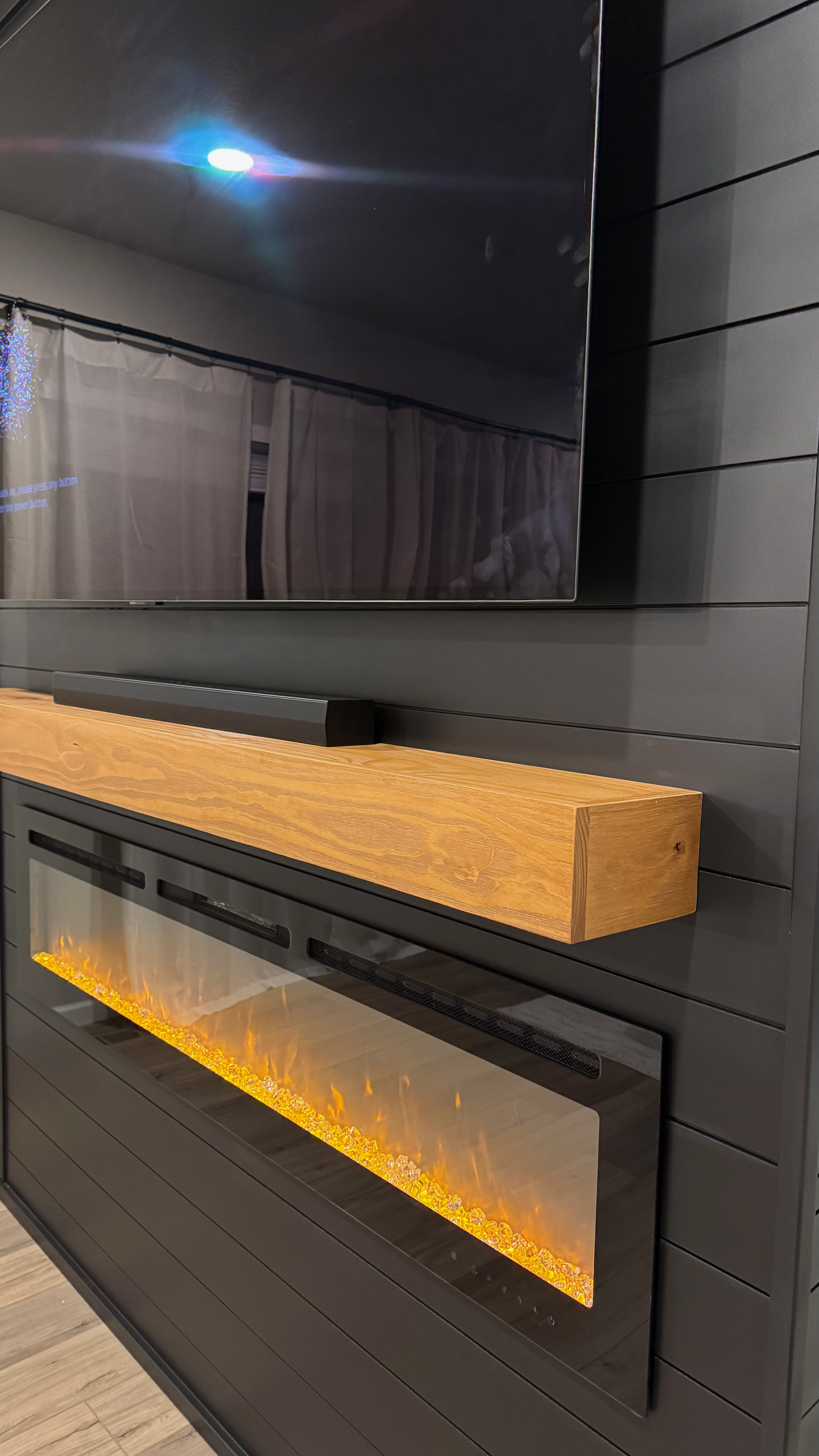 Shiplap Fireplace Build-Out with Wood Mantel - Sarasota, FL