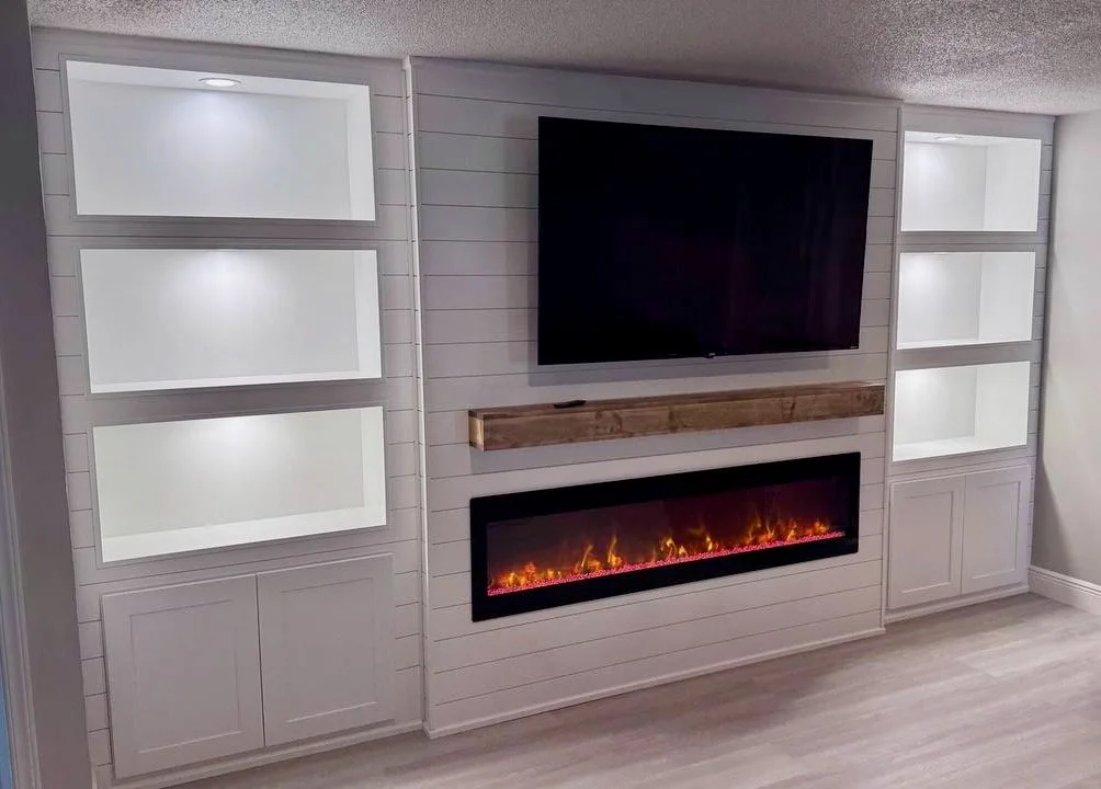 Custom Media Wall with Fireplace - Tampa, Florida