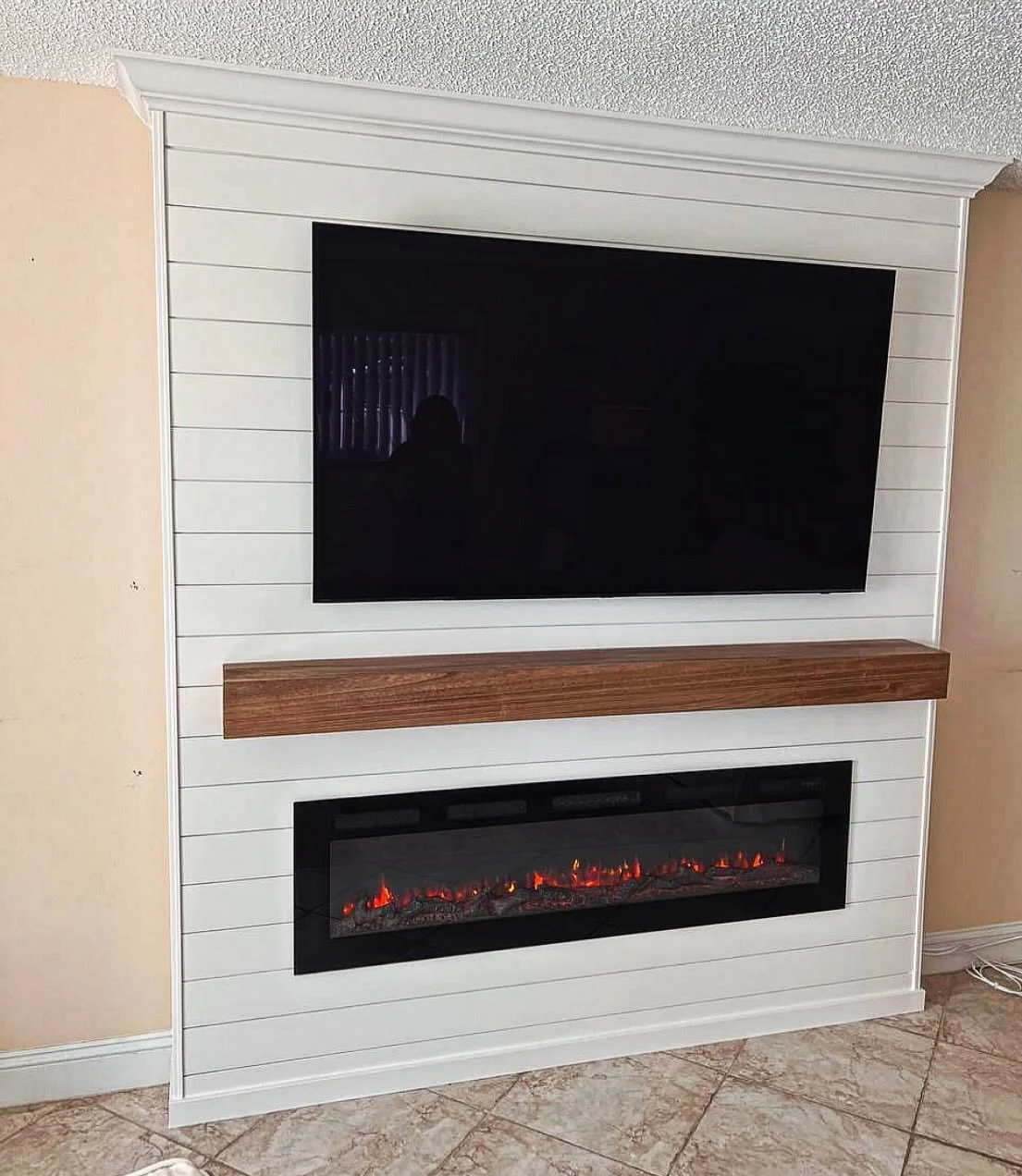 Shiplap Fireplace Media Wall - Bradenton, Tampa Area | HandyRex.com - Project-Focused Handyman &amp; Carpentry Services in Southwest Florida