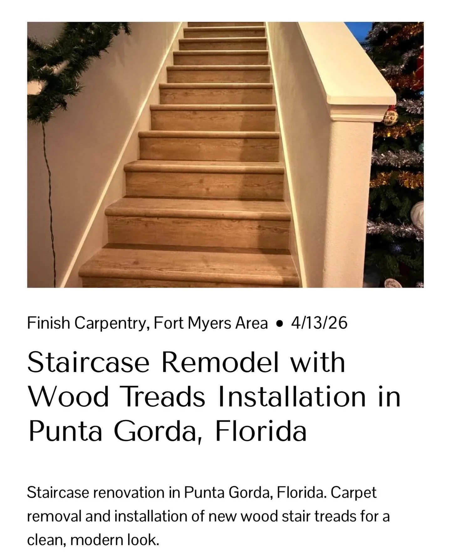 Staircase Remodel with Wood Treads Installation in Punta Gorda, Florida | HandyRex.com