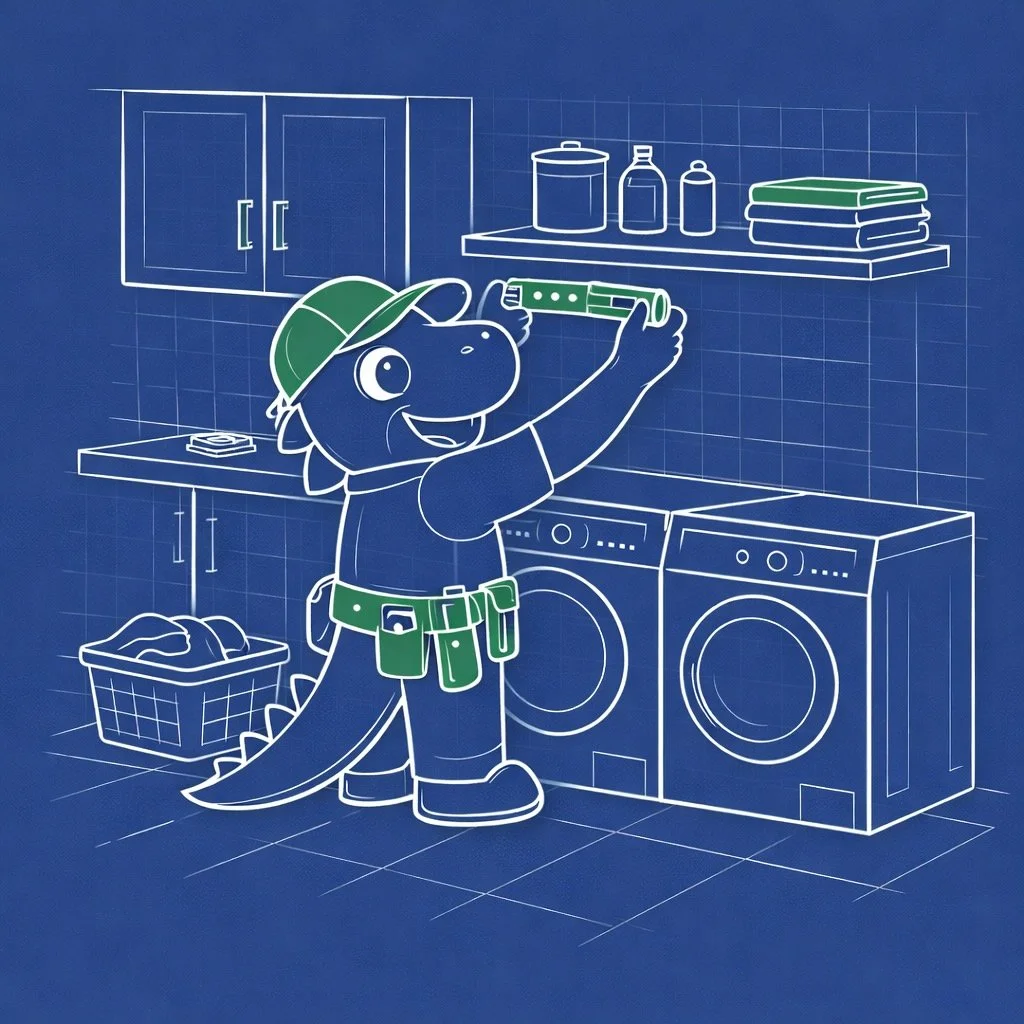 HandyRex installing laundry room cabinets and storage shelves