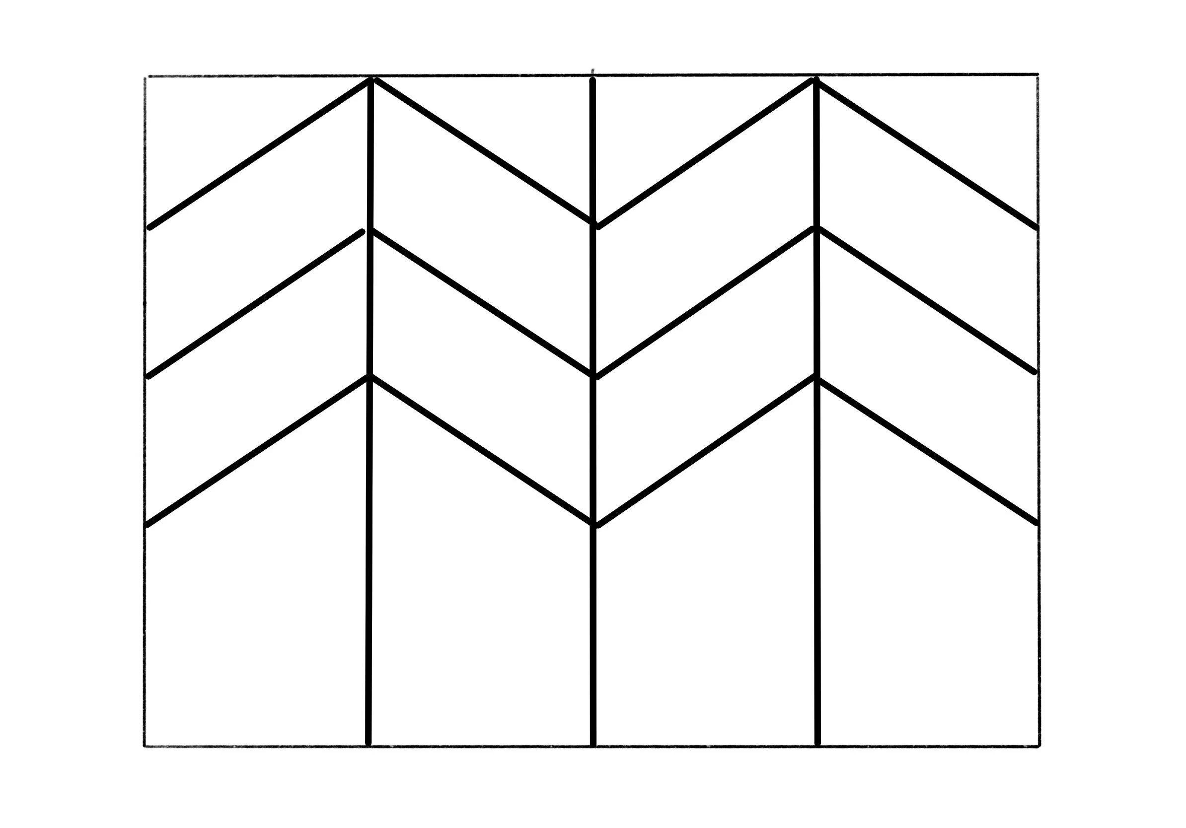 A black and white geometric pattern featuring zigzag lines forming a series of chevrons or V shapes across the image.