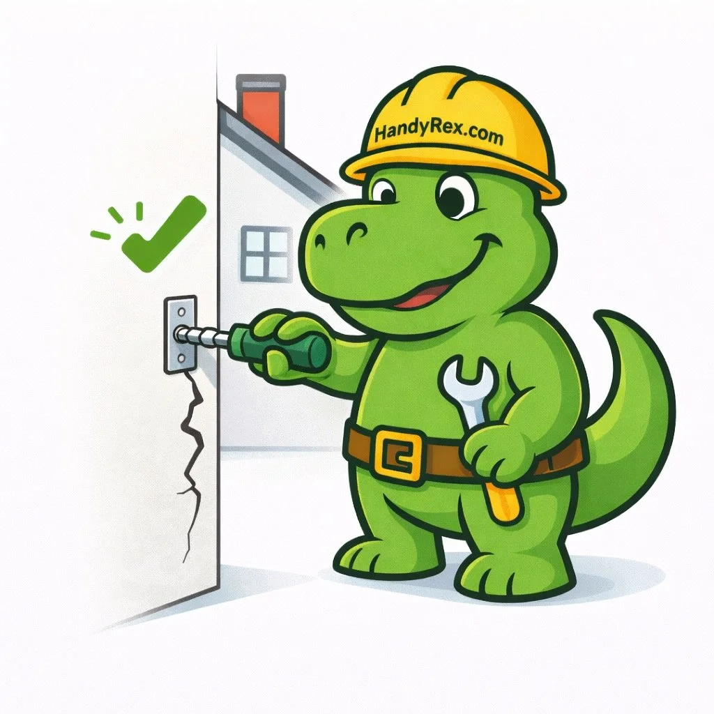 A man using a yellow DeWalt cordless drill on a white wall.