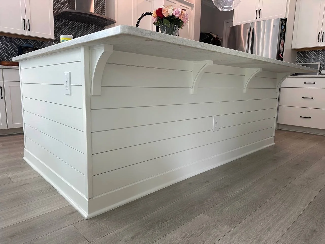 Custom Shiplap Kitchen Island with Decorative Brackets – Lakewood Ranch, FL