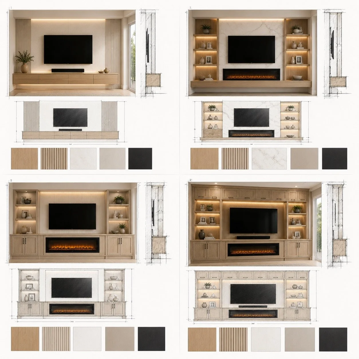 Media Walls with Electric Fireplaces in Orlando Homes