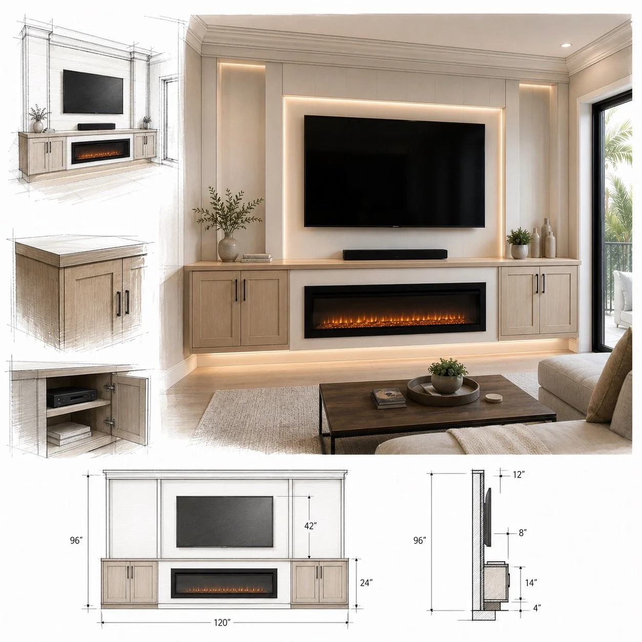 Built-In Cabinets for Media Walls in Tampa Homes