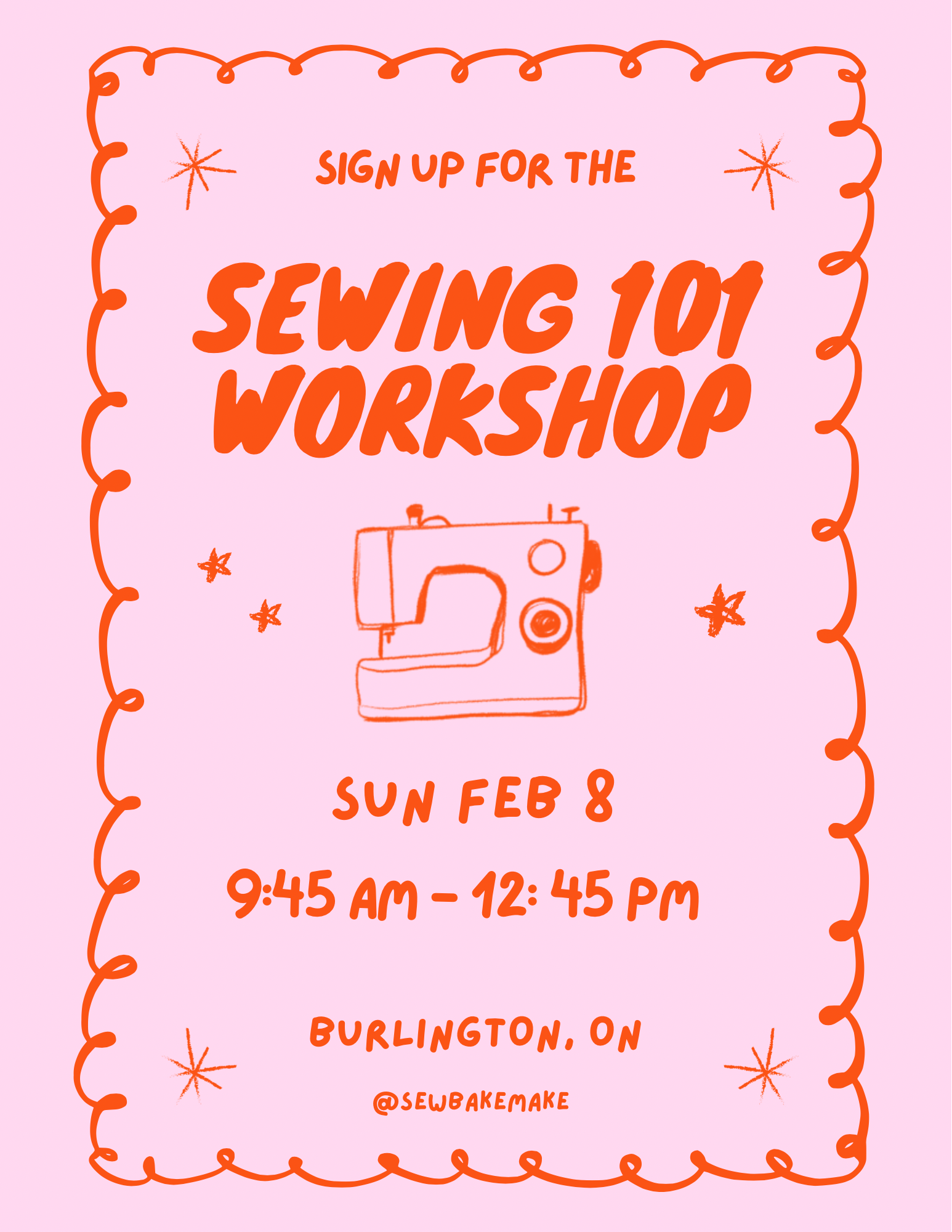 Sewing 101 Workshop - SUNDAY FEB 8 CLASS
