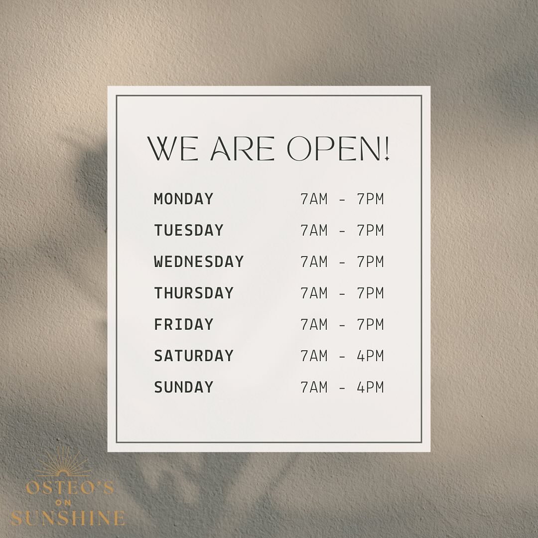We&rsquo;re open every day of the week!

Whenever you need a treatment we&rsquo;re ready for you! Book in with one of our osteopaths when it best suits you!
