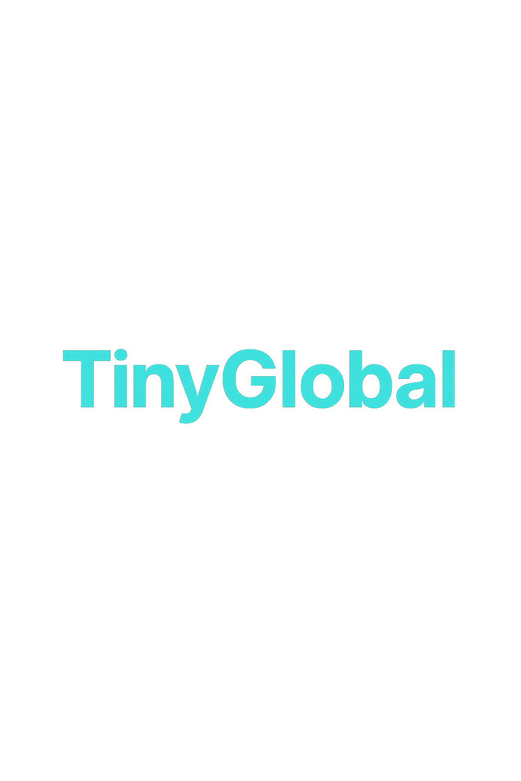TinyGlobal logo with blue and white text on a black background.